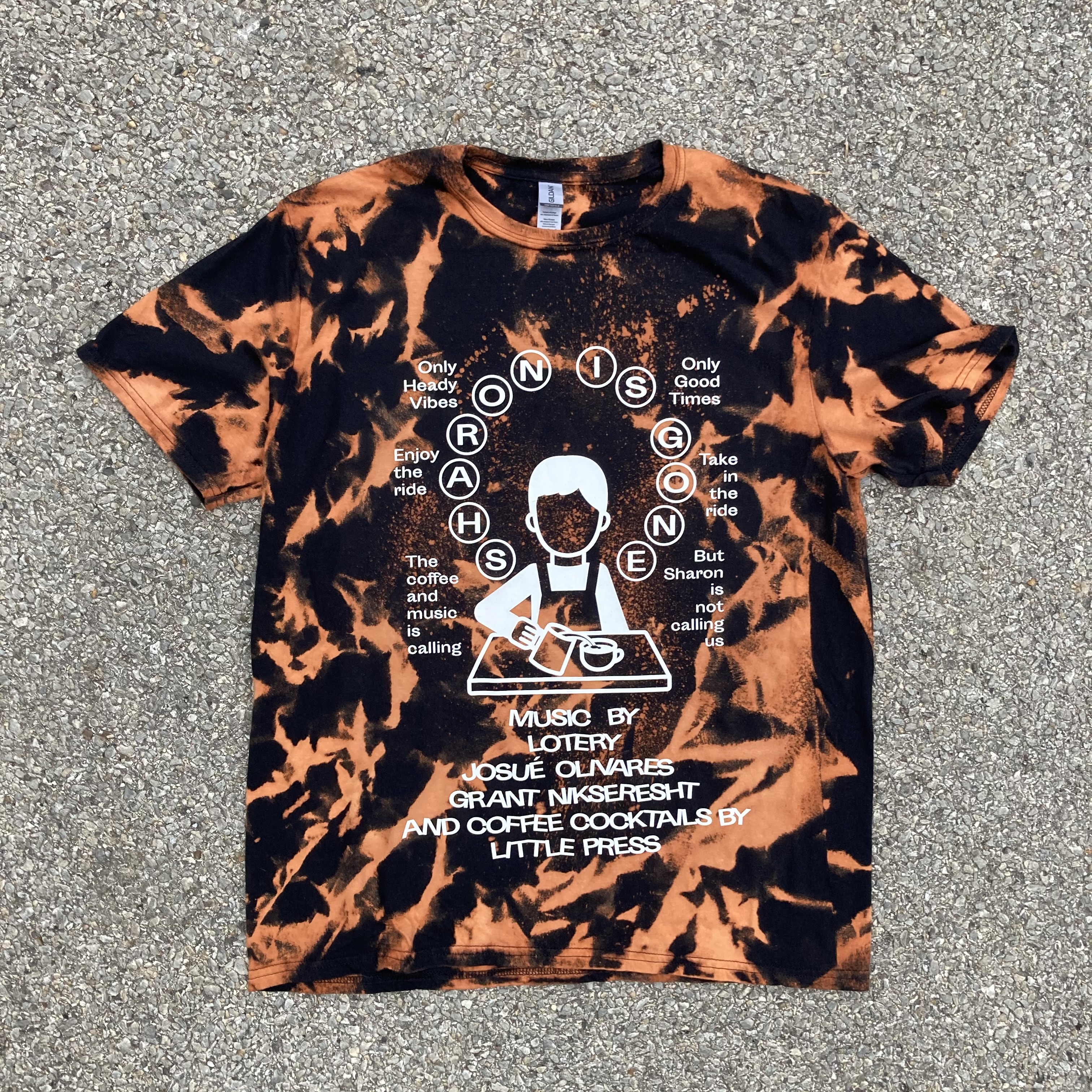 Shirts for a DJ show featuring Chicago-based artists Lotery, Josué Olivares and Grant Nikseresht