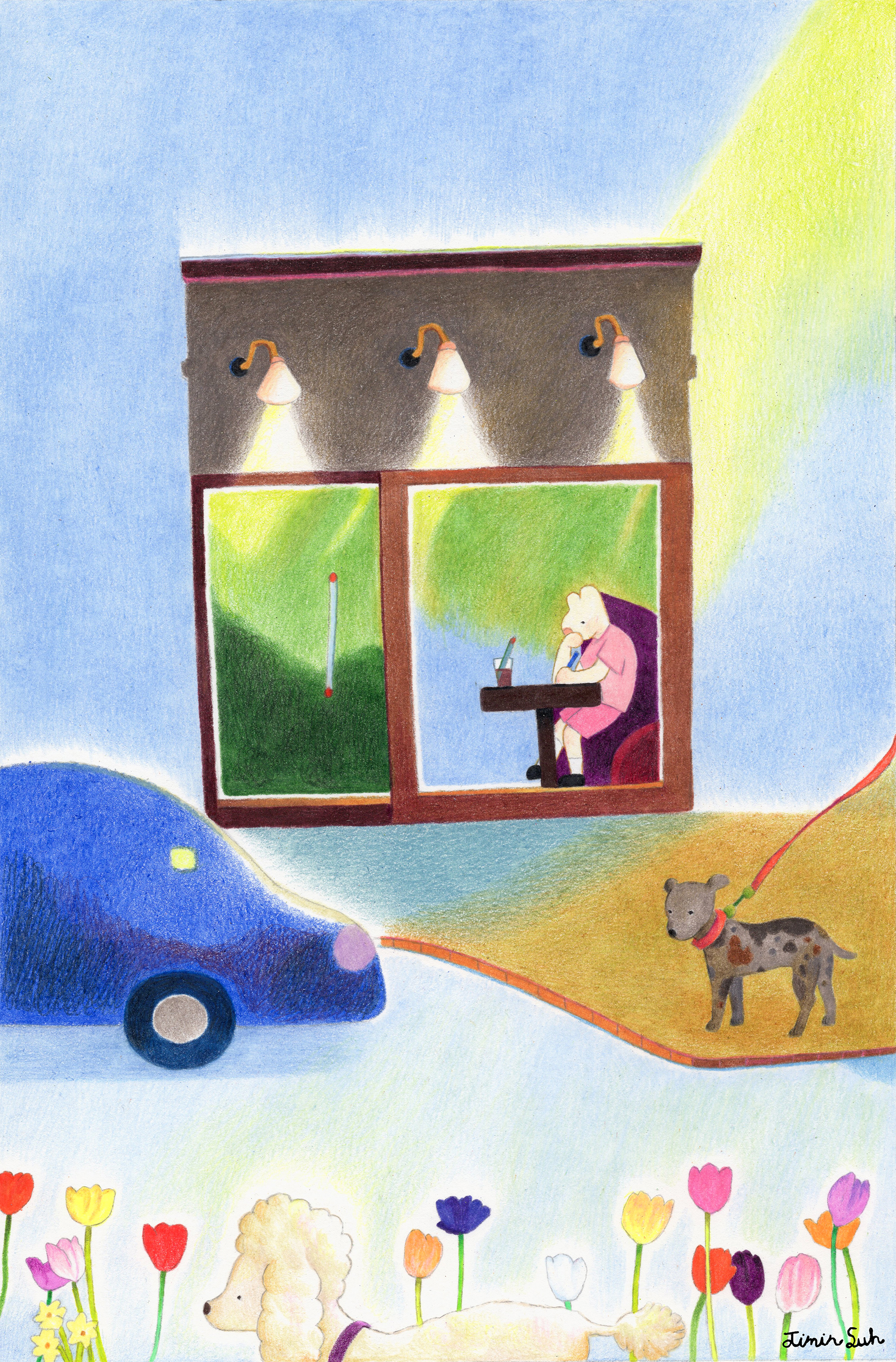 In the pouring rain.