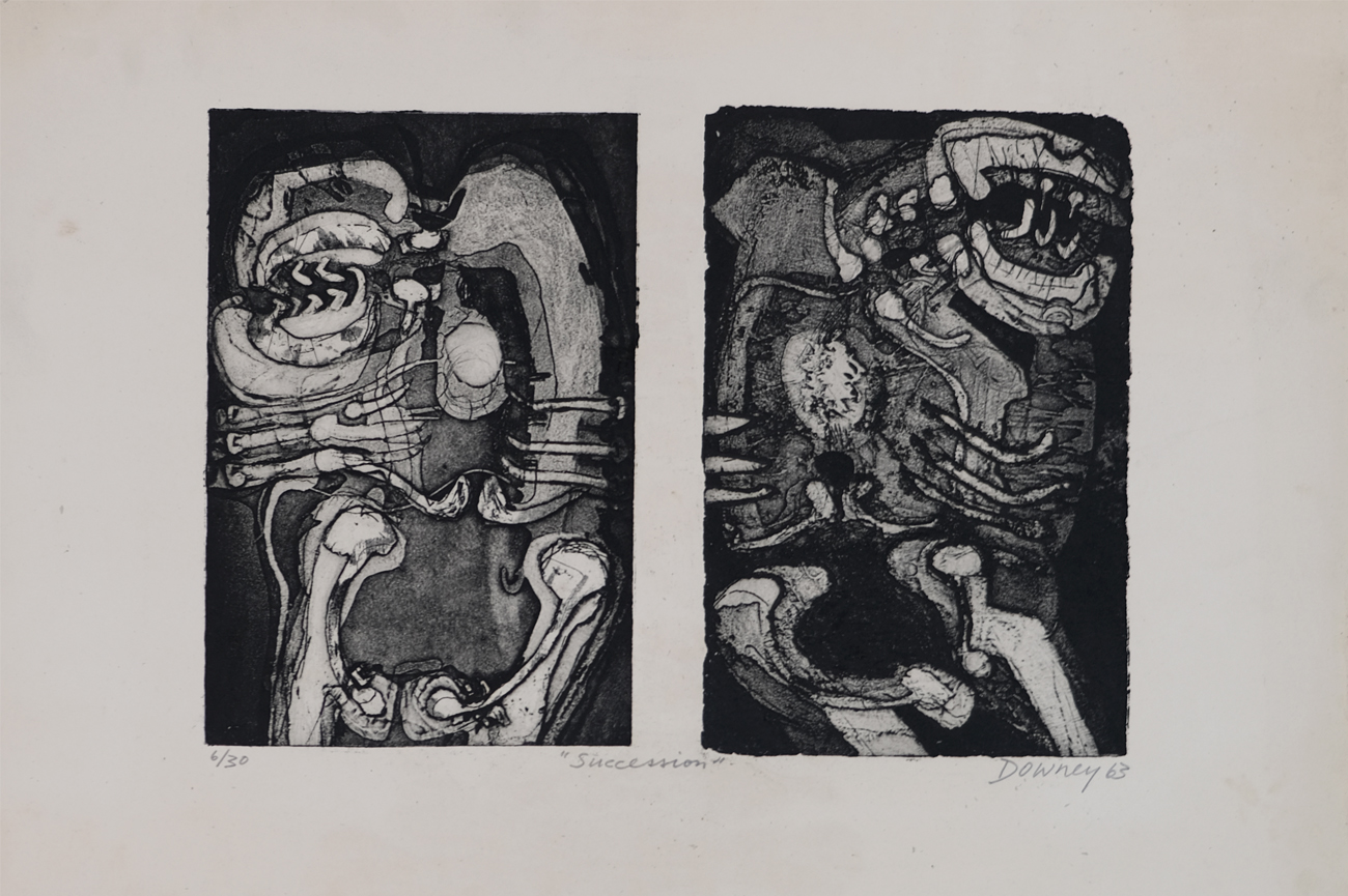 Juan DowneySuccession, 1963Aguafuerte viscoso Hayter sobre papel Arches28.5 x 39 cm