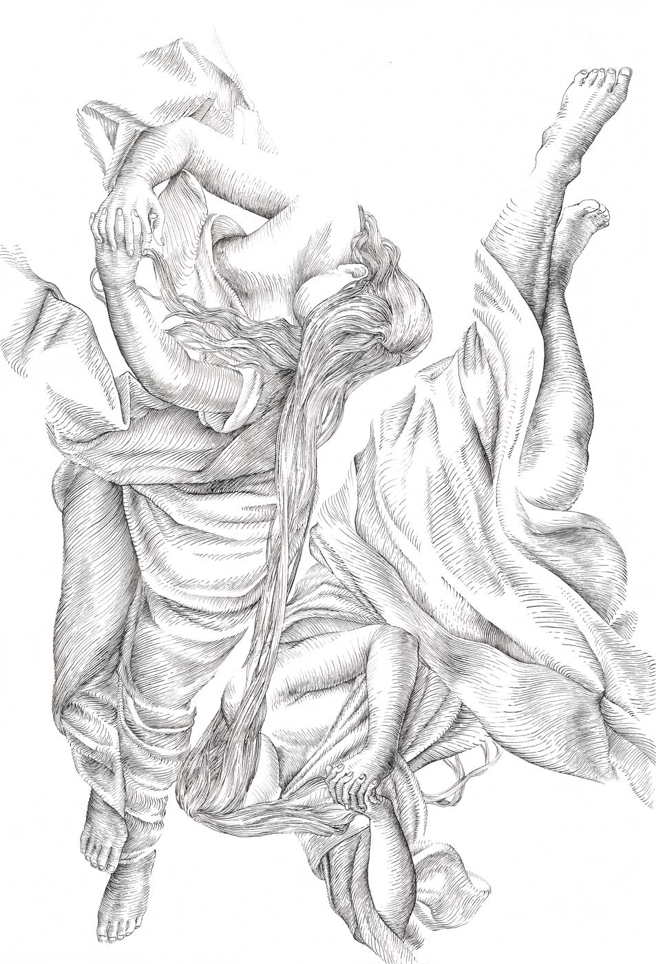 Tangles, 2019, ink on Bristol board, 47 x 32 cm. 