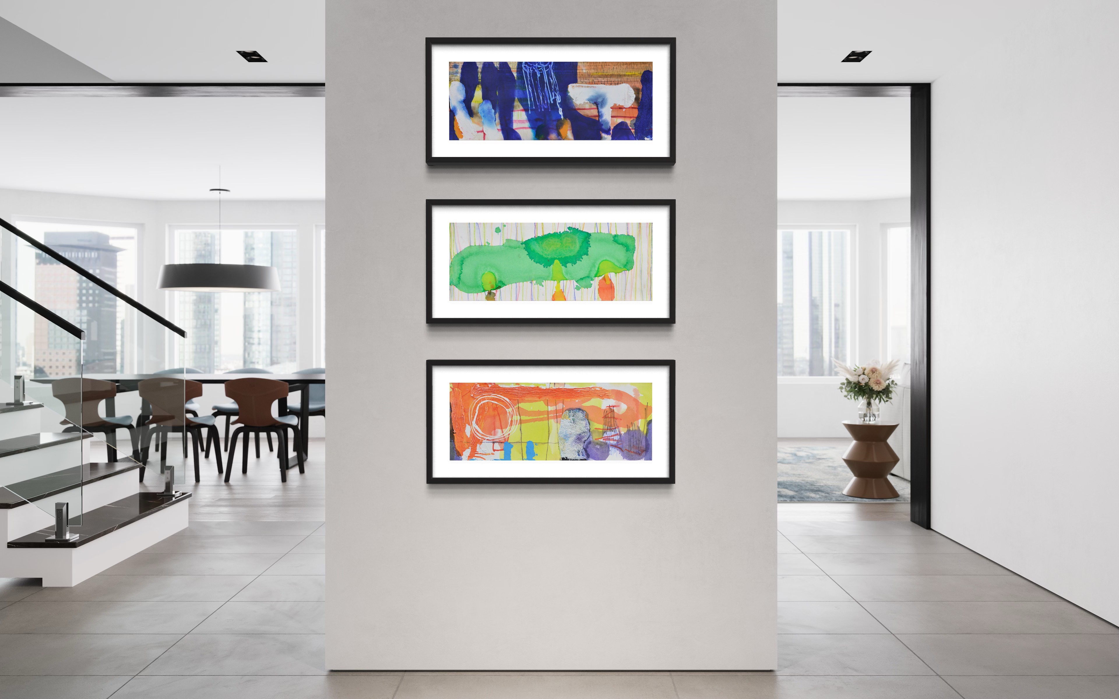 "Panorama" 2022-2023, acryl/mixed media/paper 25x65cm (excl frame)