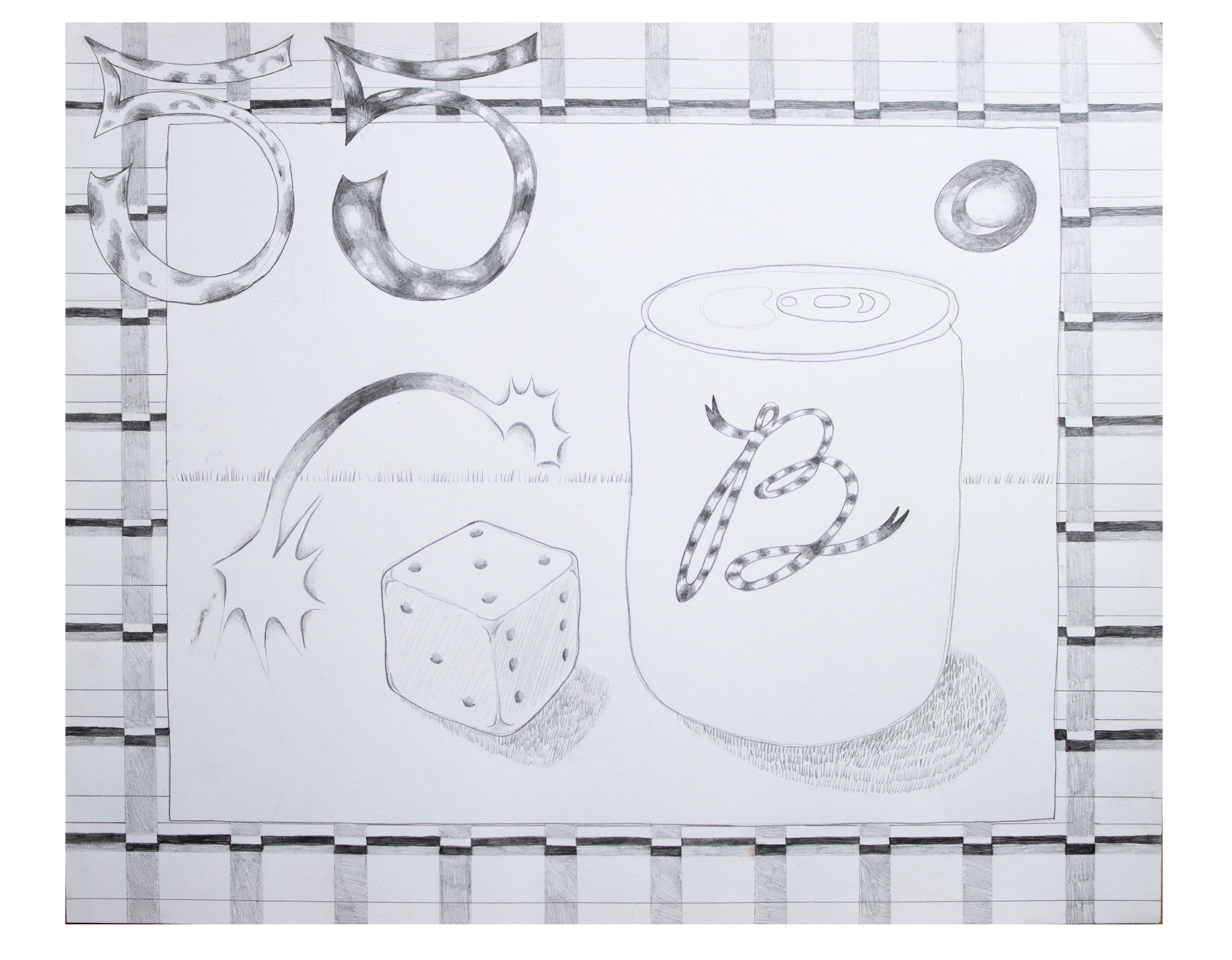 "55-B-beer." graphite on paper, 17"x14", June 2023.