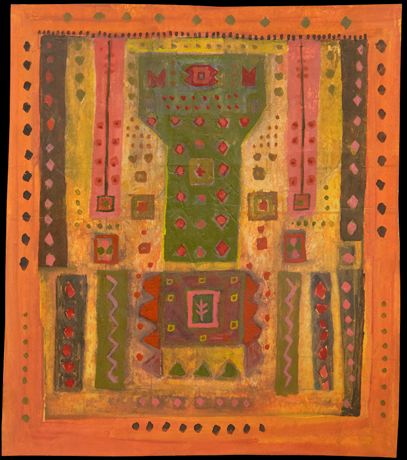 Design for handmade carpet. Gouache. Painting on cardboard. 1960's