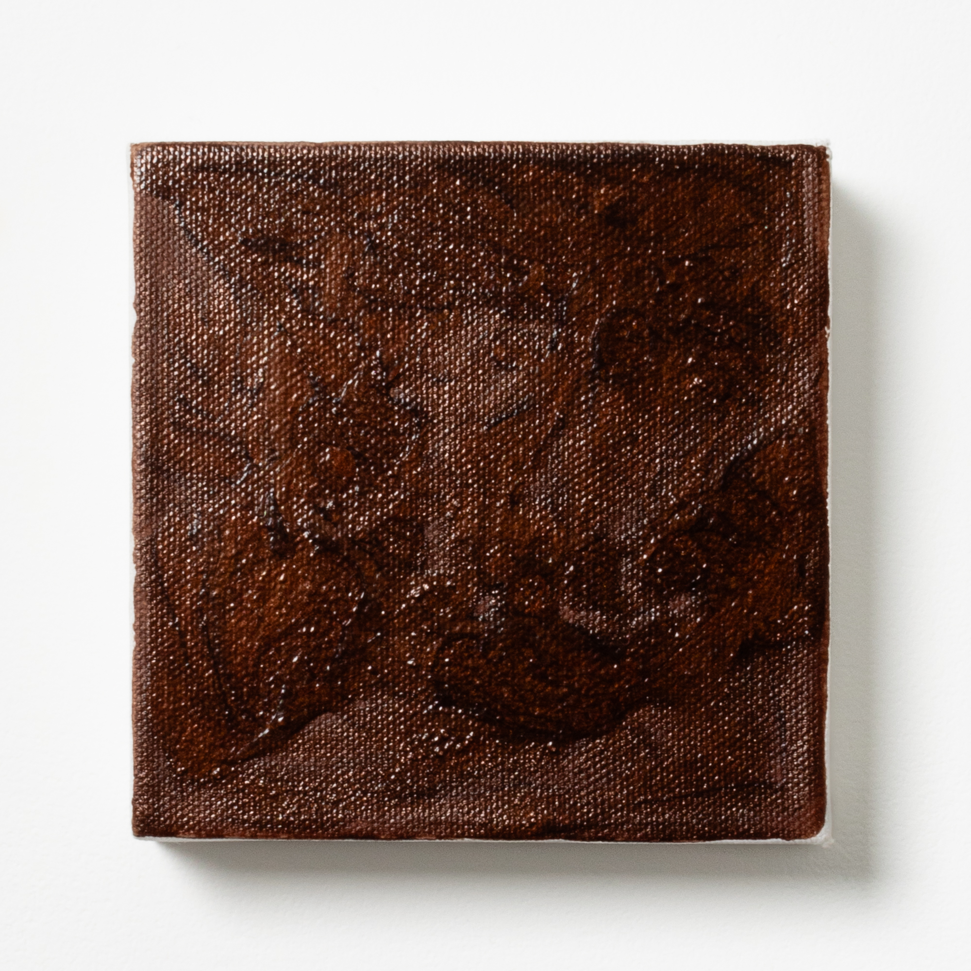 Mikala Dwyer, Chocolate, 2003, nail polish on canvas, 12.8 x 12.8 x 3.8 cm