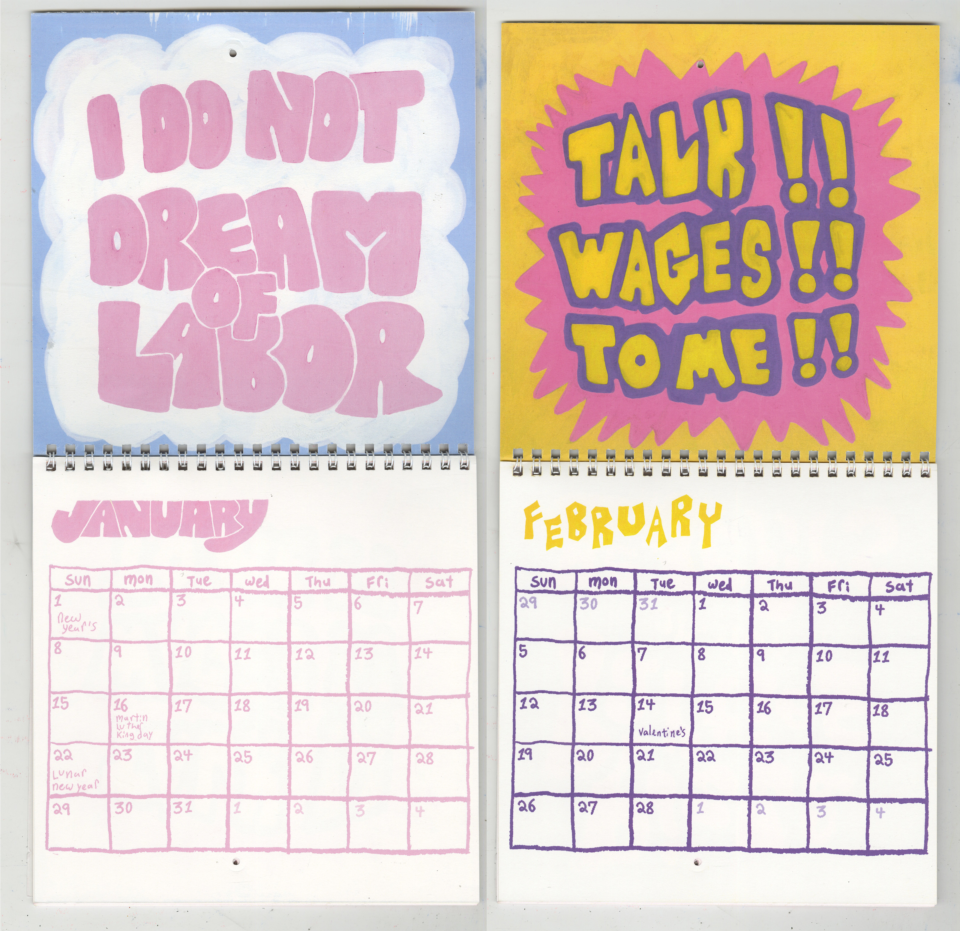 Just Call Out 2023 January & February digital prints binded on cardstock 16x8 2022