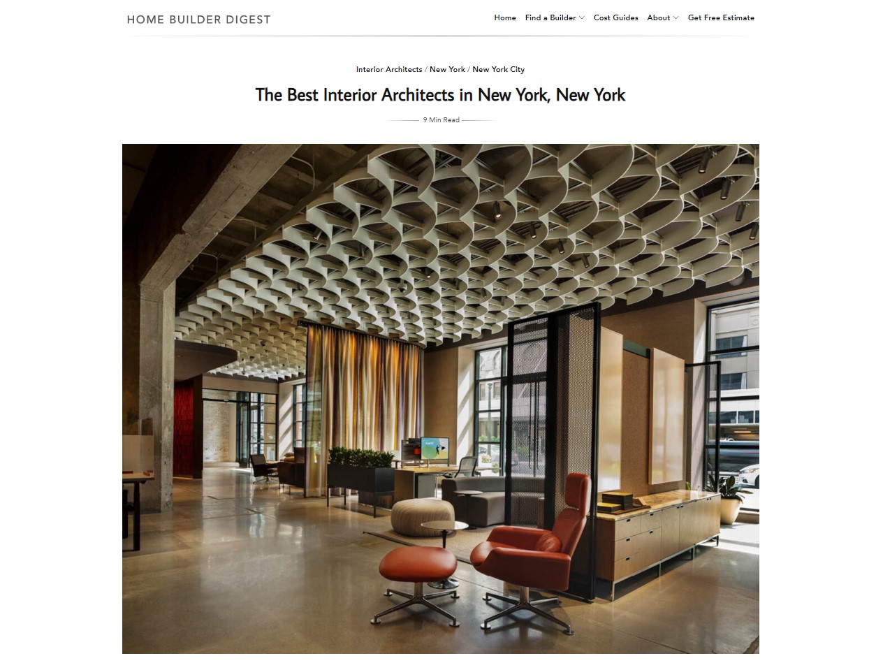 Young Projects Named one of the Best Interior Architects in Ny,Ny by Home Builder Digest
