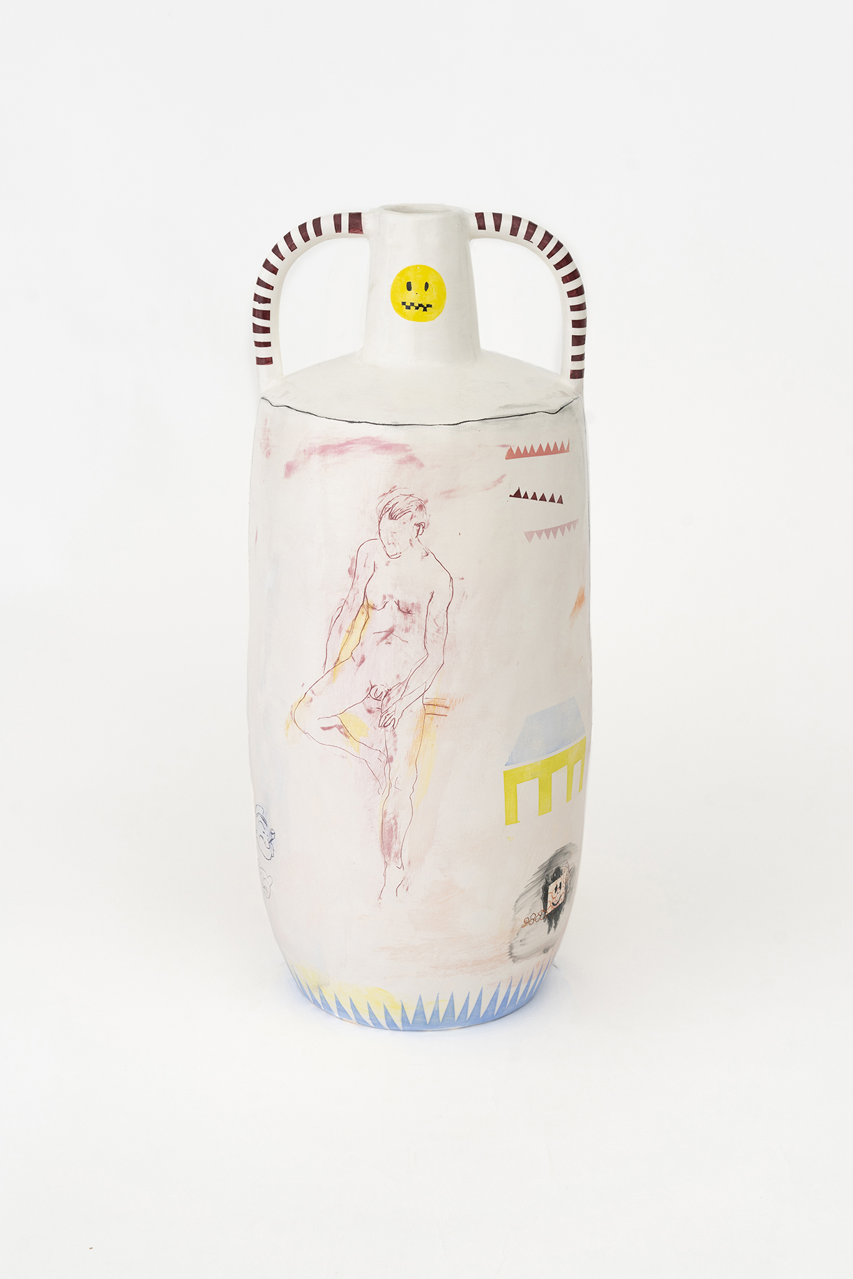 At the bottom of my heart No 17, 2024  Hand-built, stoneware with engobe transparent glaze, 46 H x 20 &Oslash; cm