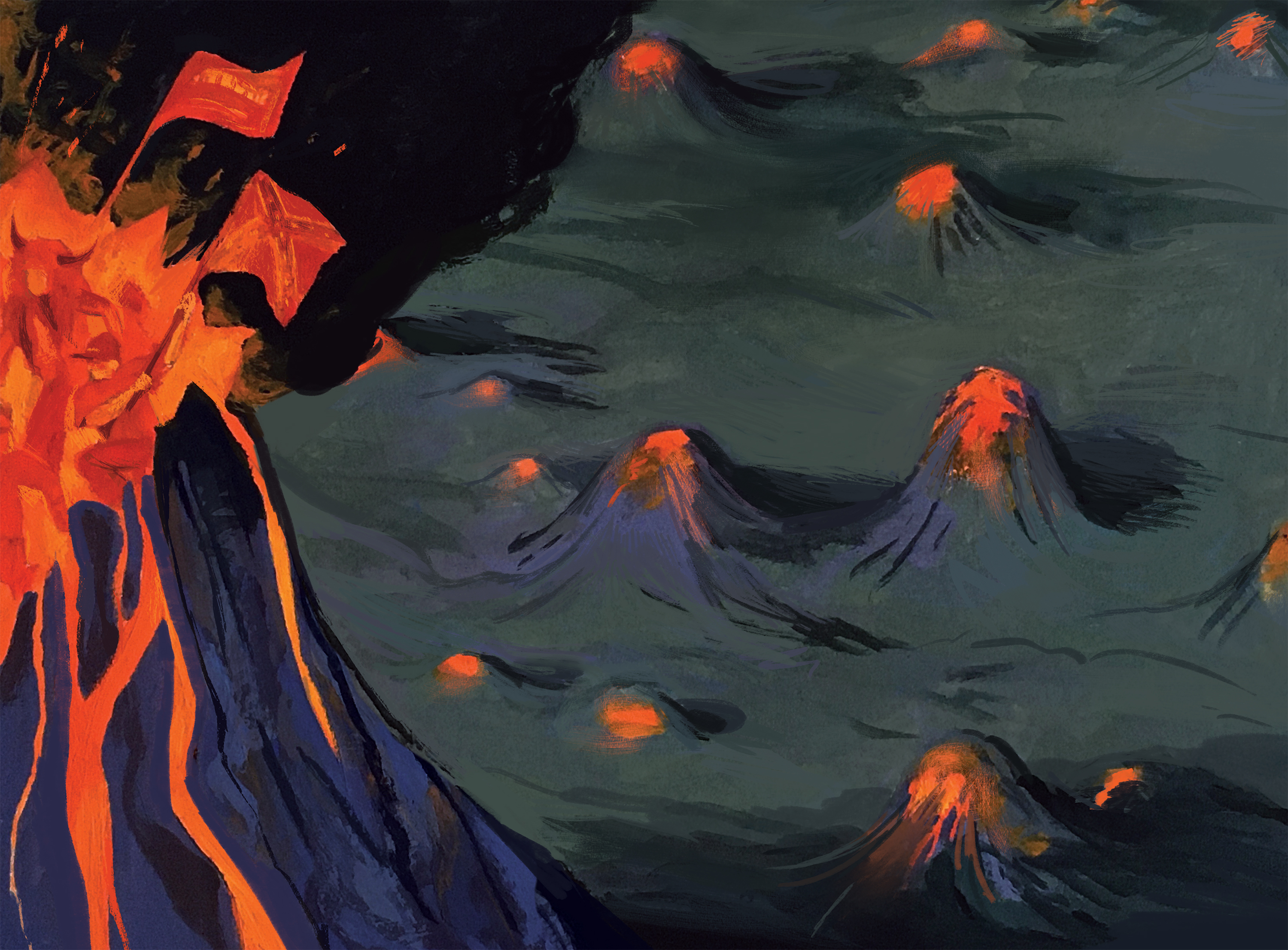     "International Reactions to the Capitol Riot" written for the Indy by Sacha Sloan (Feb. 2021). Reckoning with the Jan. 6 attacks on the US Capitol,&nbsp; and how white supremacist violence has the volatility to keep reoccurring. Gouache painting.