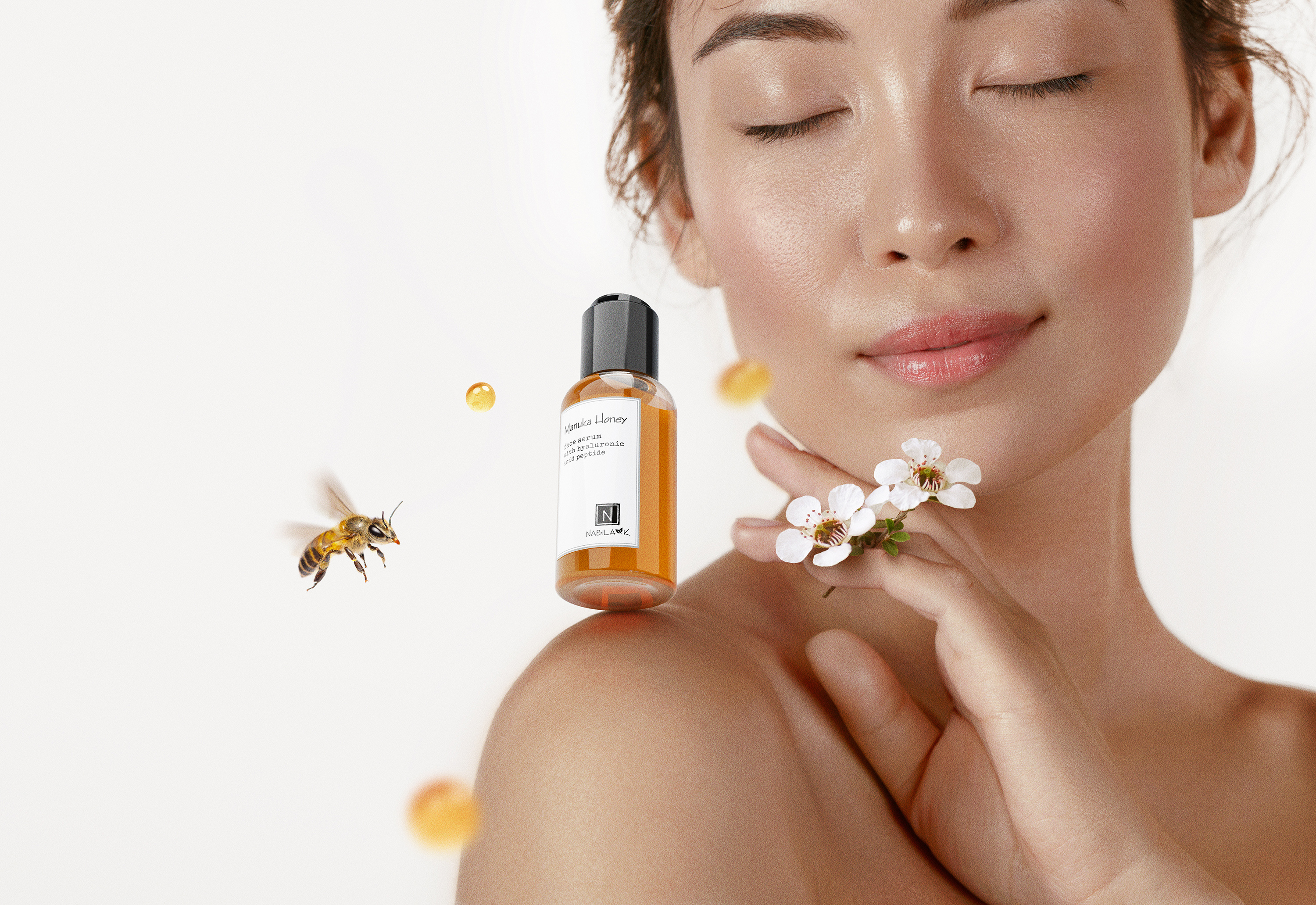 Social media campaign for the manuka beauty products. Cosmetic product photography. Makeup product styling. Created by Eclectic M Studio.