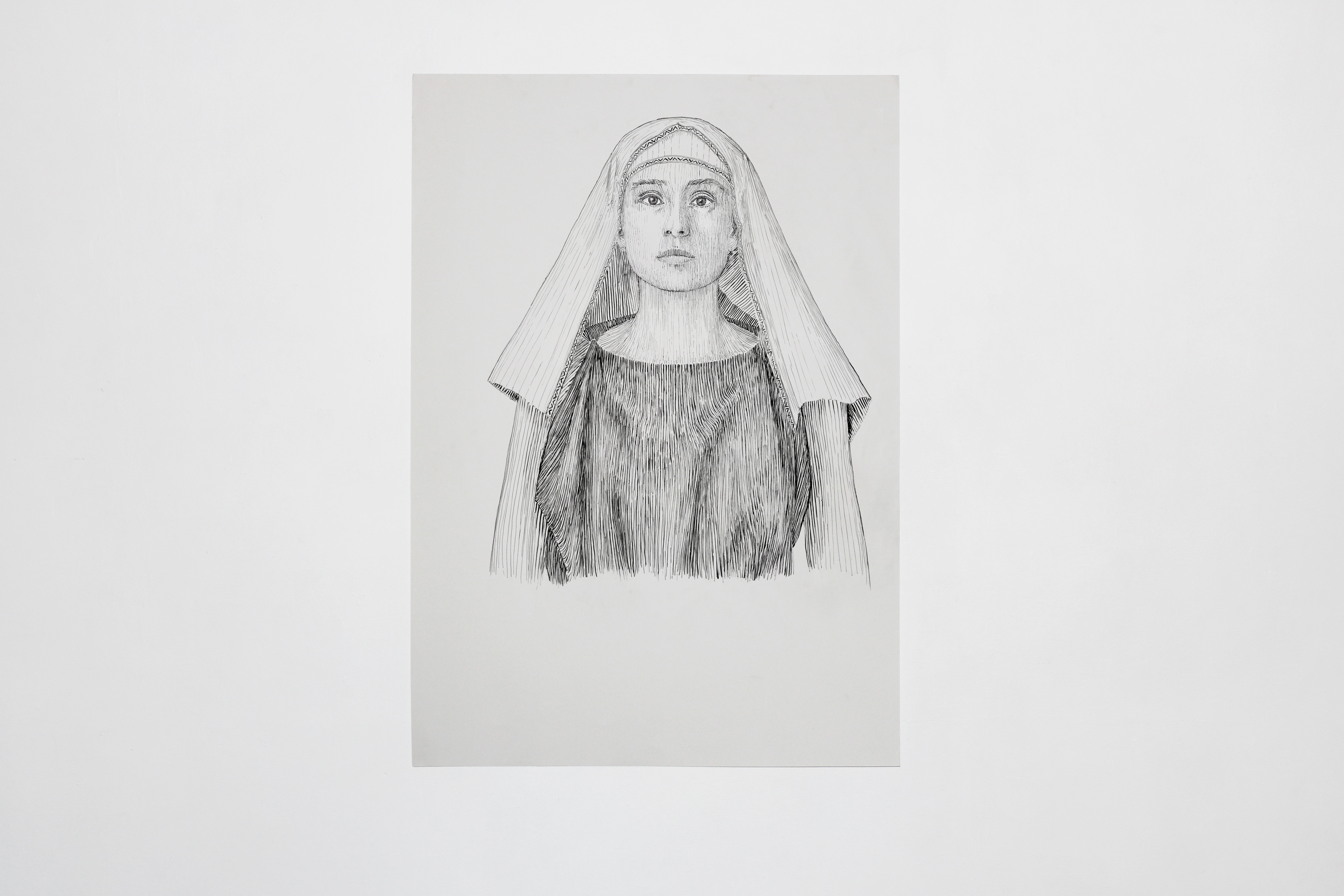 Anglosaxon woman, ink on paper, 420 x 594 mm - Buckinghamshire County Museum