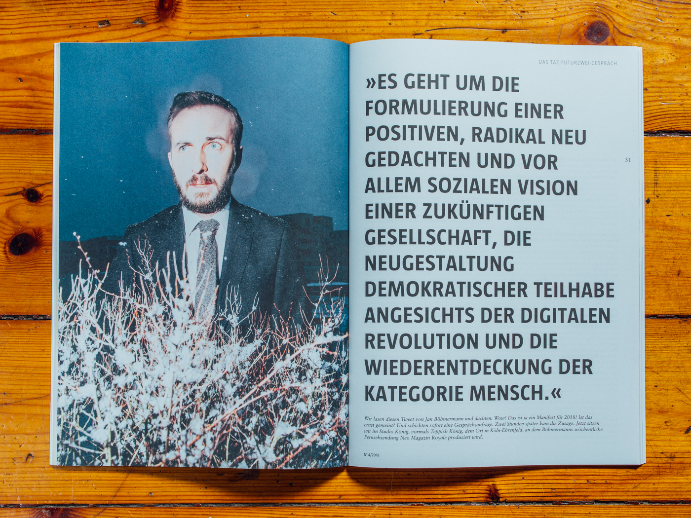 taz.futurzwei / Jan B&ouml;hmermann Portrait / M&auml;rz 2018