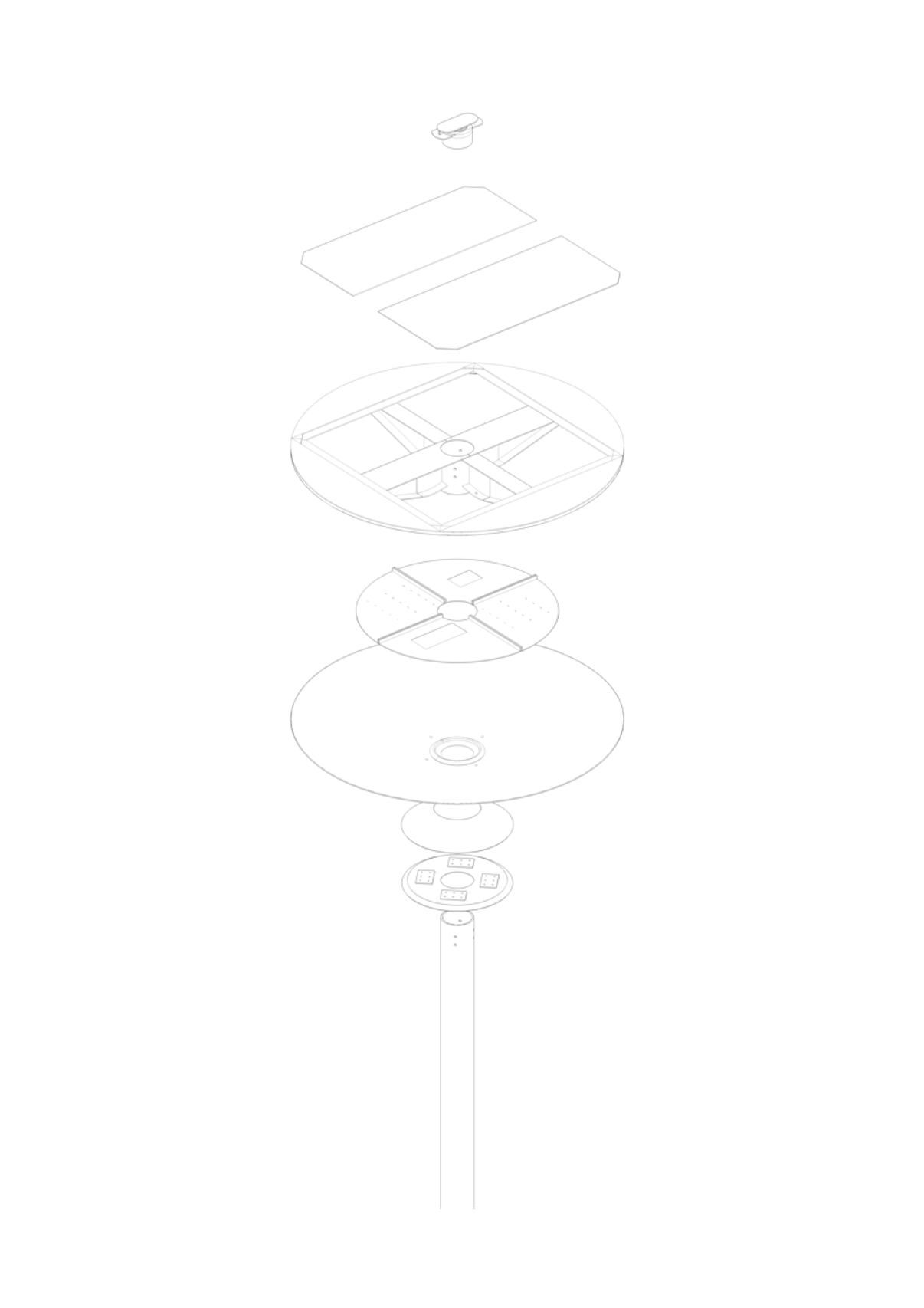 éclaté du lampadaire urbain