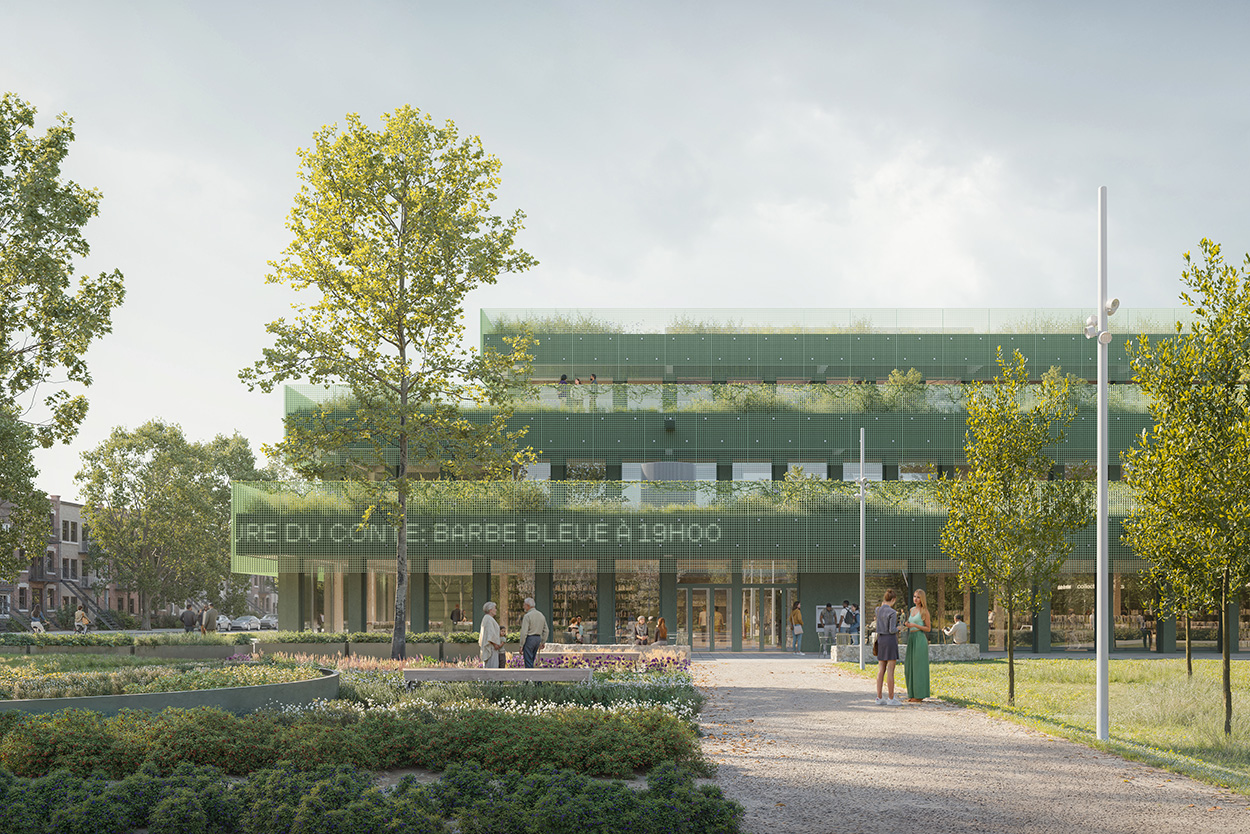  Finalist proposal for the multidisciplinary architecture competition for the Caroline Dawson Library and the redevelopment of Parc Le Prévost.