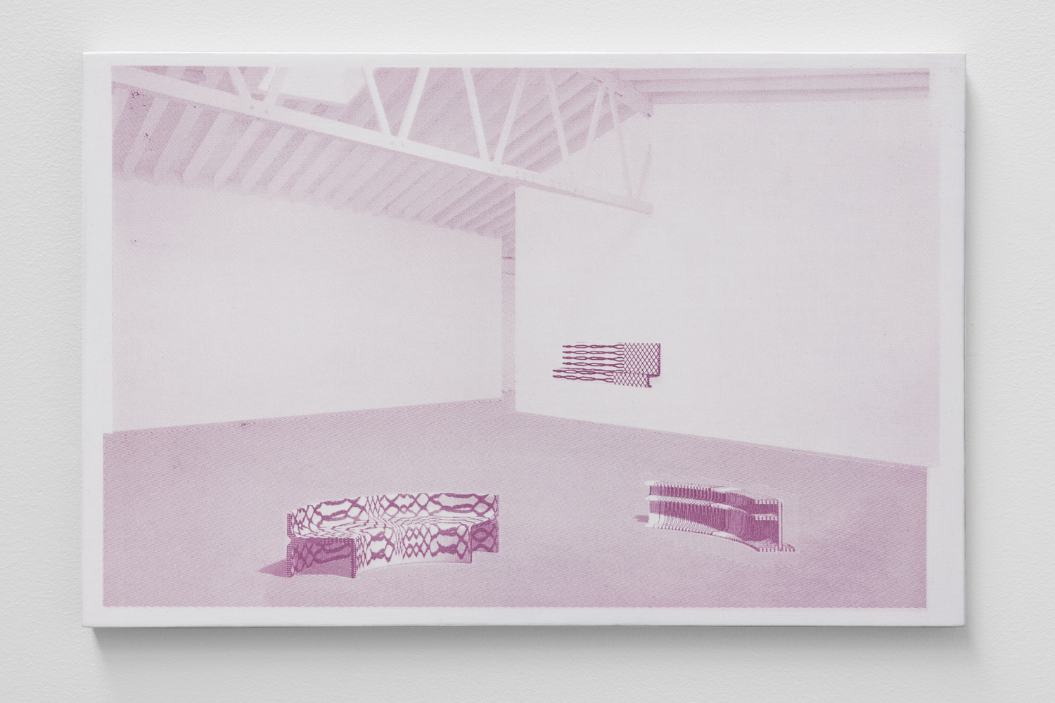Interior for Regina Rex, 2016, silkscreen ink and gesso on panel, 11x17 inches