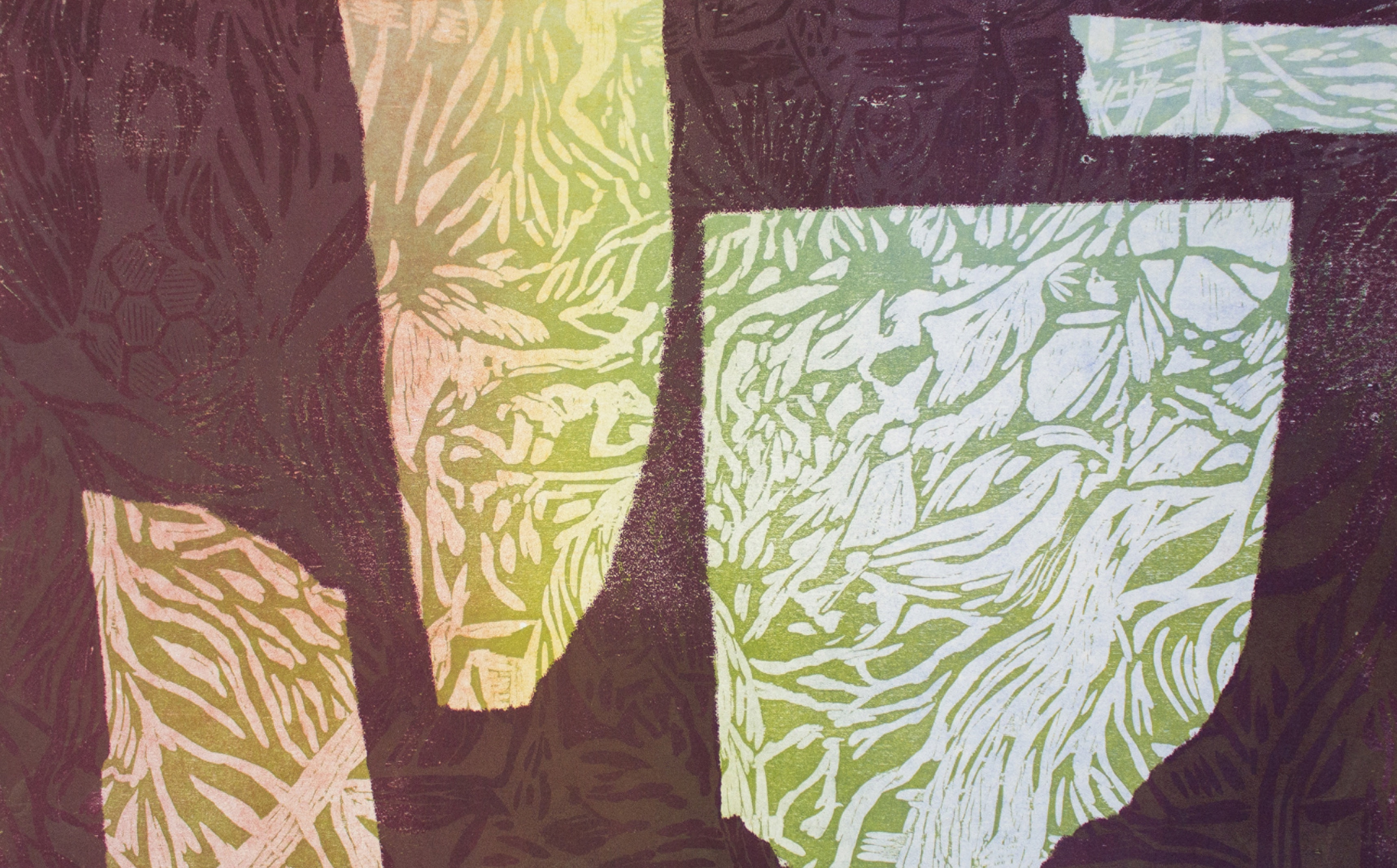 'Troop home to churchyards',  2022. Woodcut on paper, 44x29cm