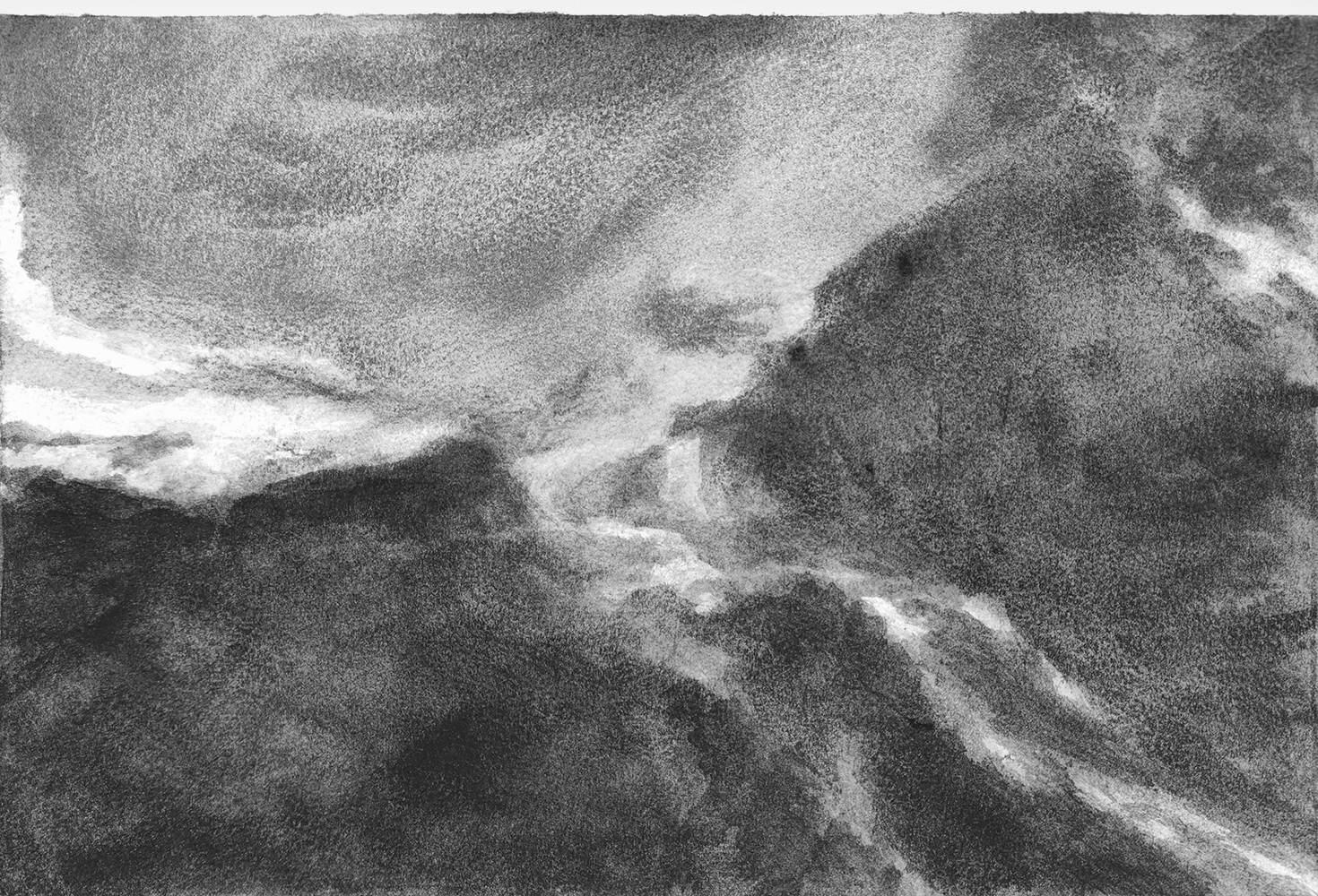 Versant, ombres, mouvement[Hillside, shadows, movement]gouache on paper19 x 28 cm, 2024