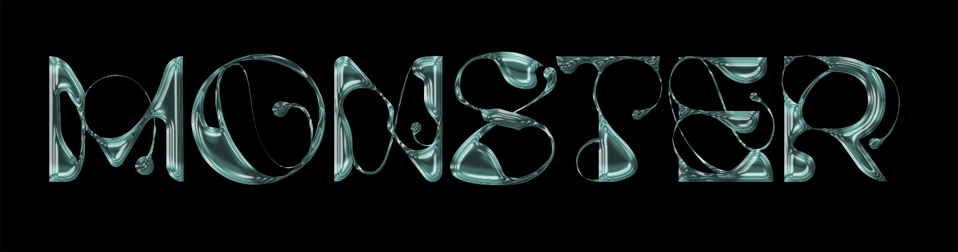 Three-dimensional type spelling the word "MONSTER."