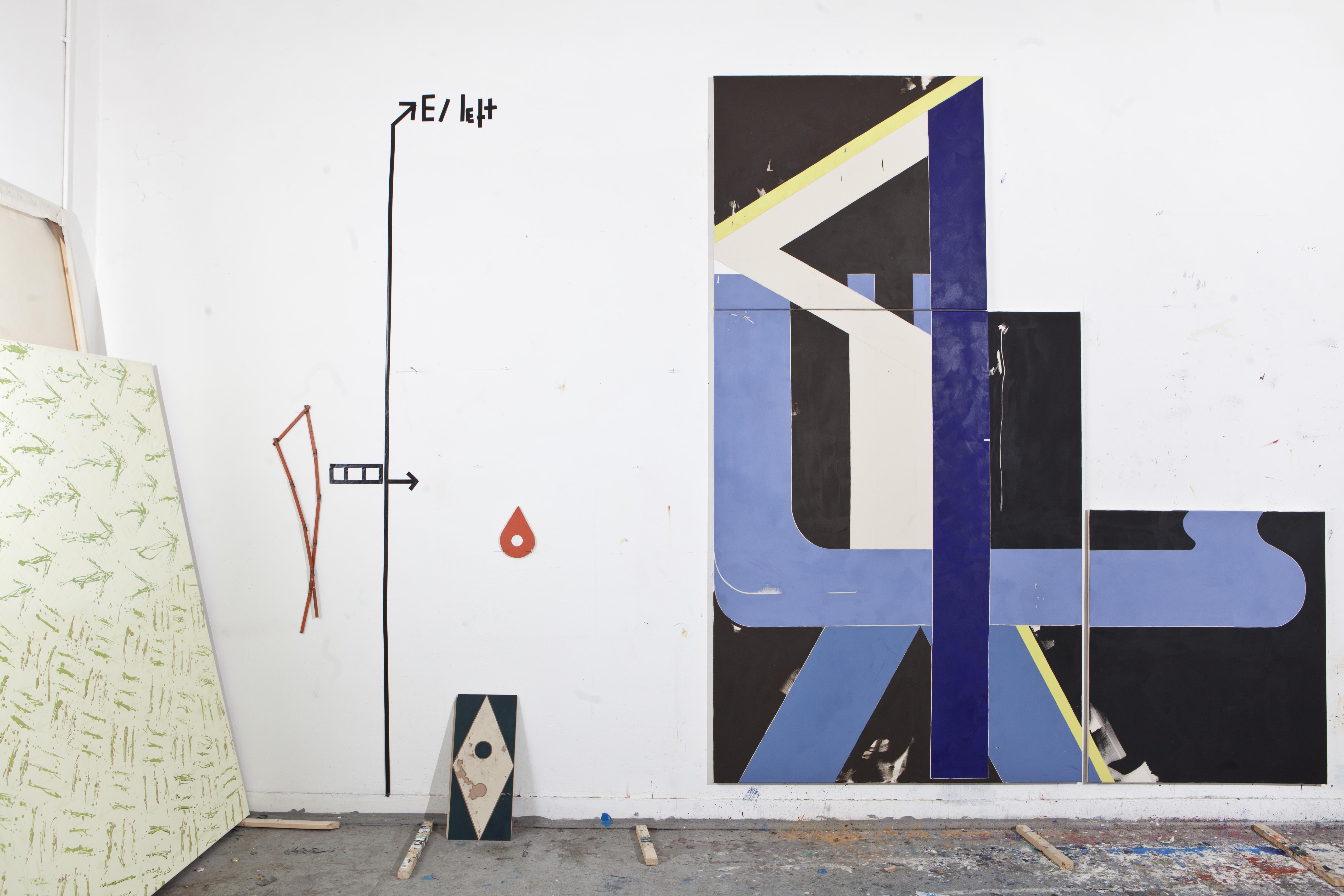 „E / L // : C / 1 & 2 (skyping_CR)“ 2014/15. Oil on canvas, 2 x (203 x 200 cm)