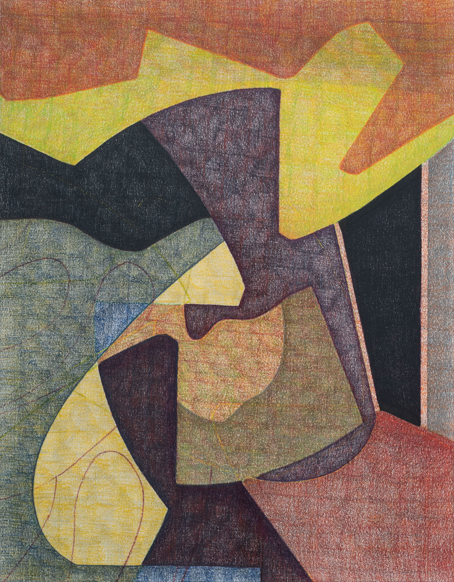 Landmark, 2025, colored pencil and graphite on paper, 14 × 11".