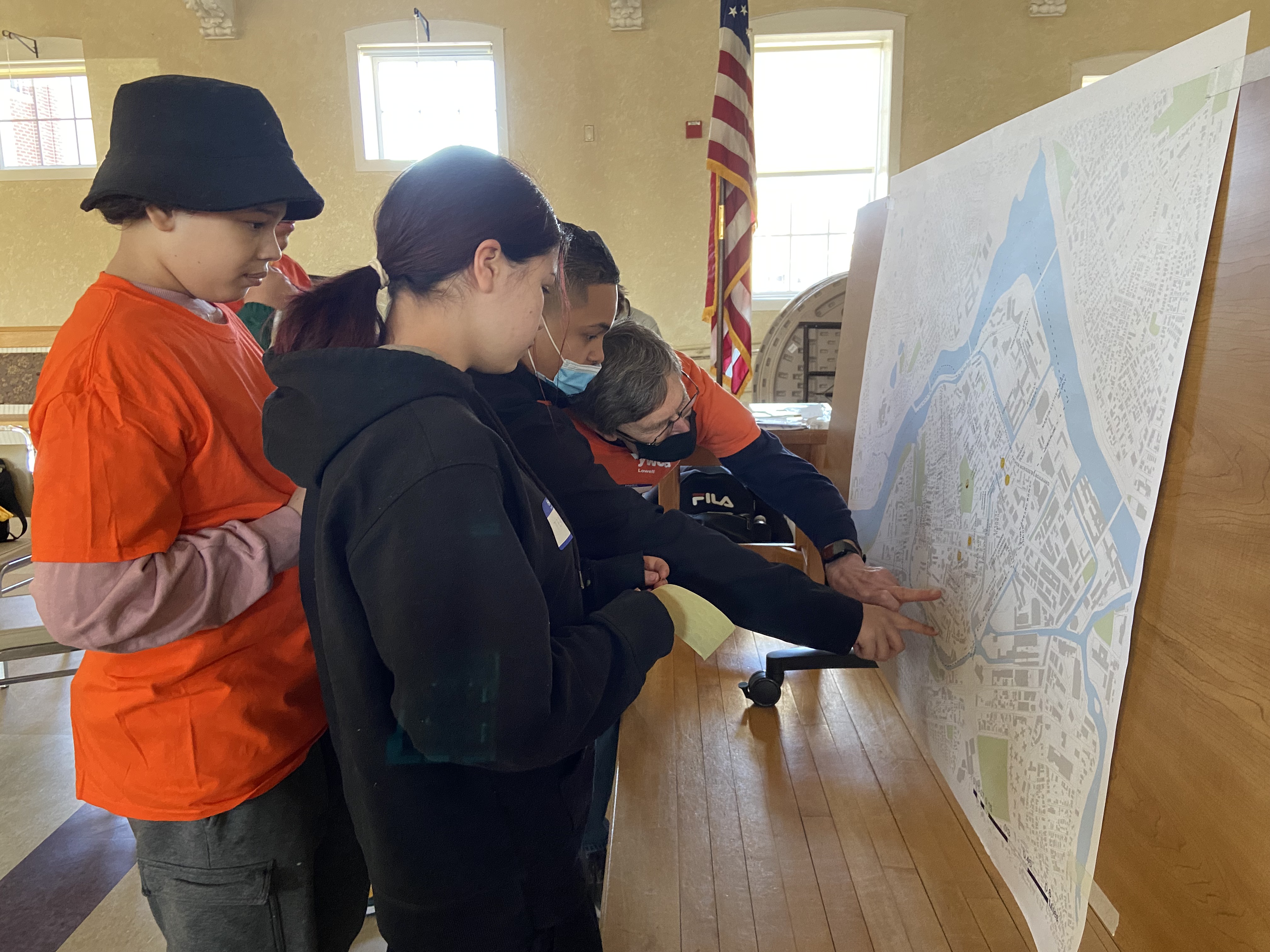 Marking maps at an intergenerational storytelling event