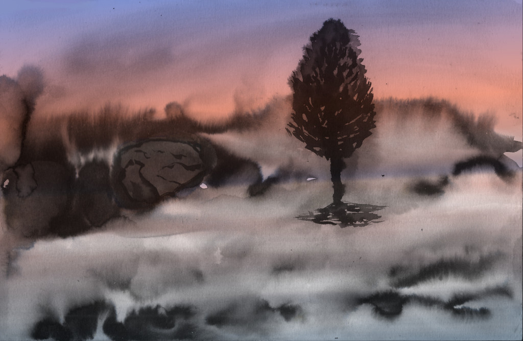 Fog, 2020, Ink on paper with digital coloring, 40x60cm
