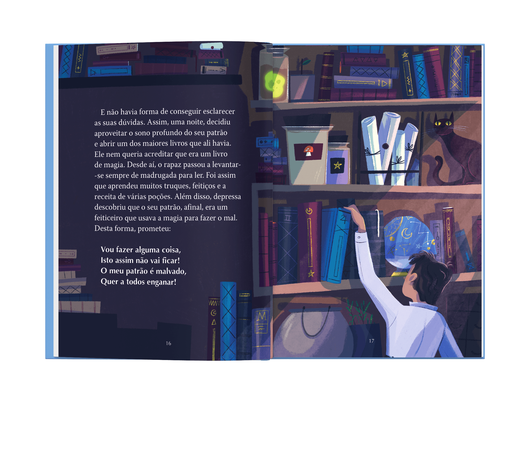 A boy pulls a book from a shelf