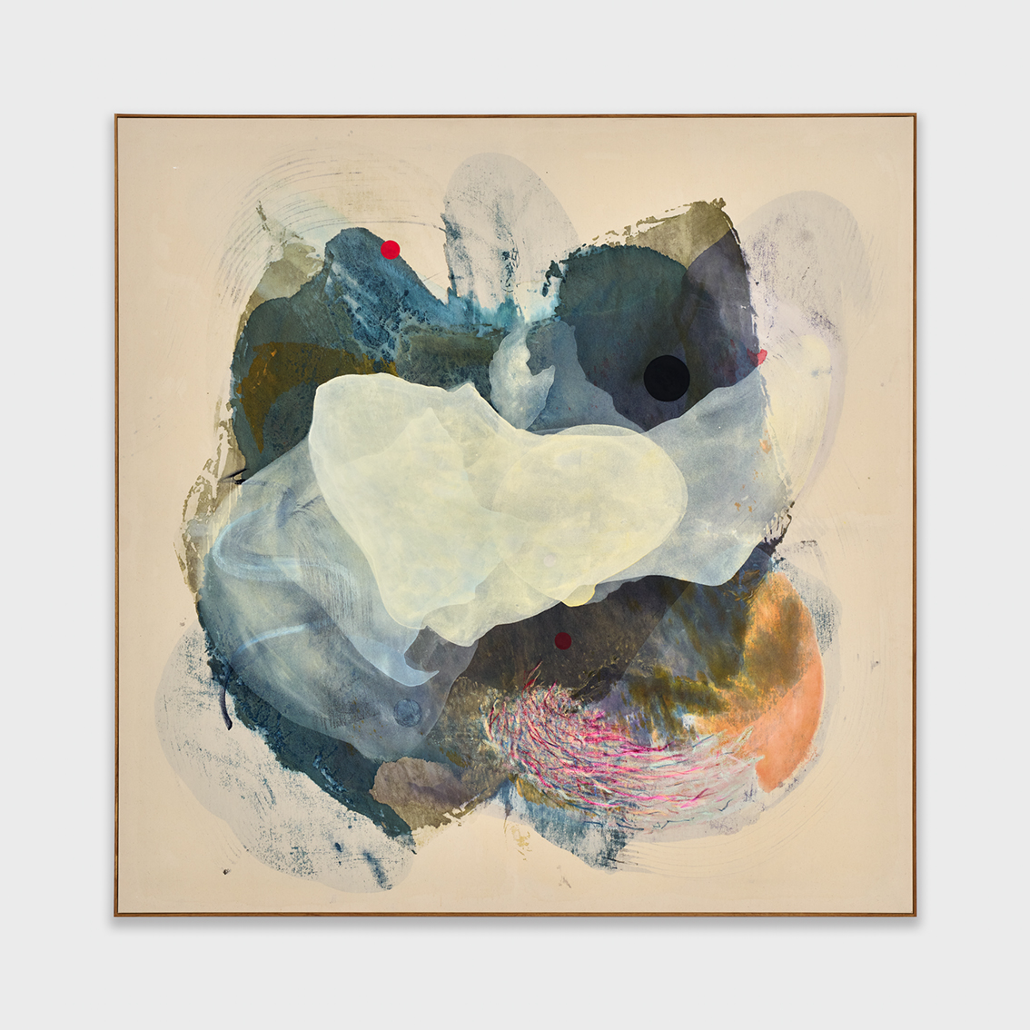 Old Winds, acrylic and oil stick on canvas, 2024, 201.4 × 201.4 cm (framed). Photo: Mengqi Bao. Courtesy of the artist and Perrotin.