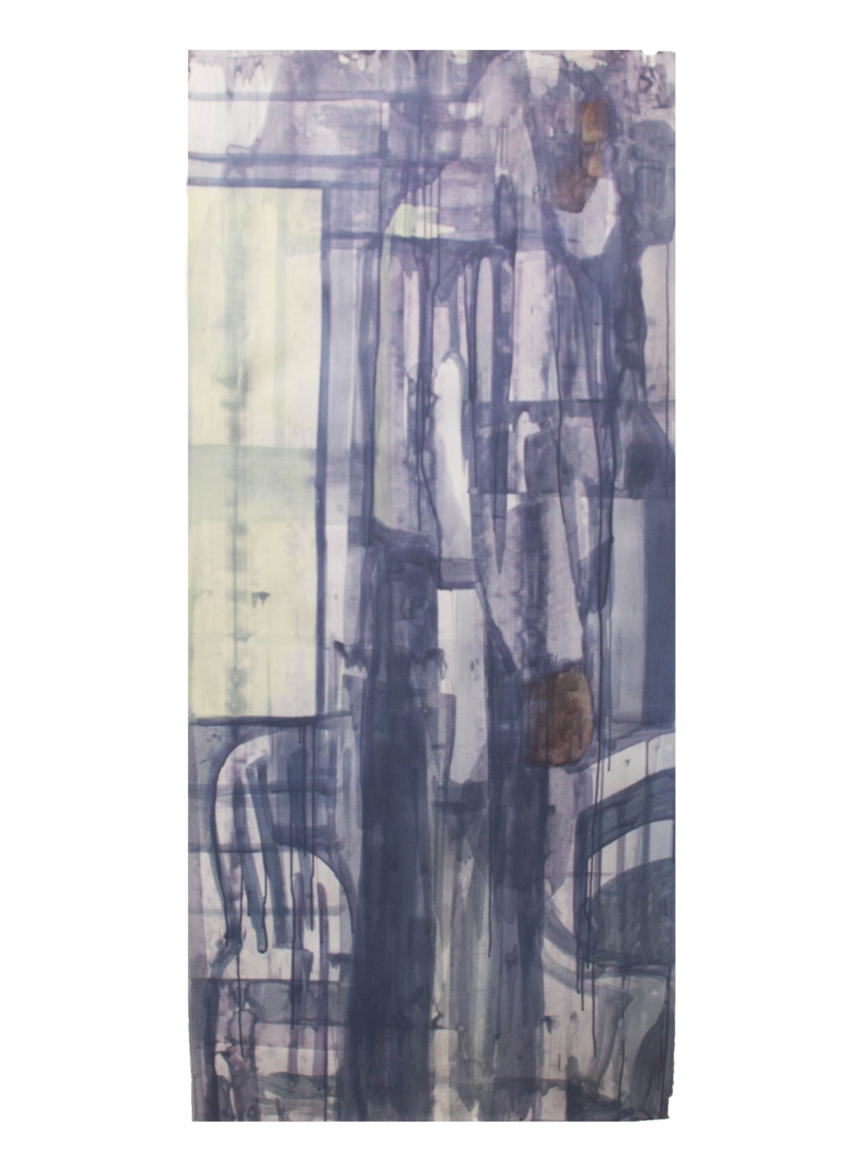 A Rock and a Hard Place, handmade acrylic on paper, 79” x 34”, 2025