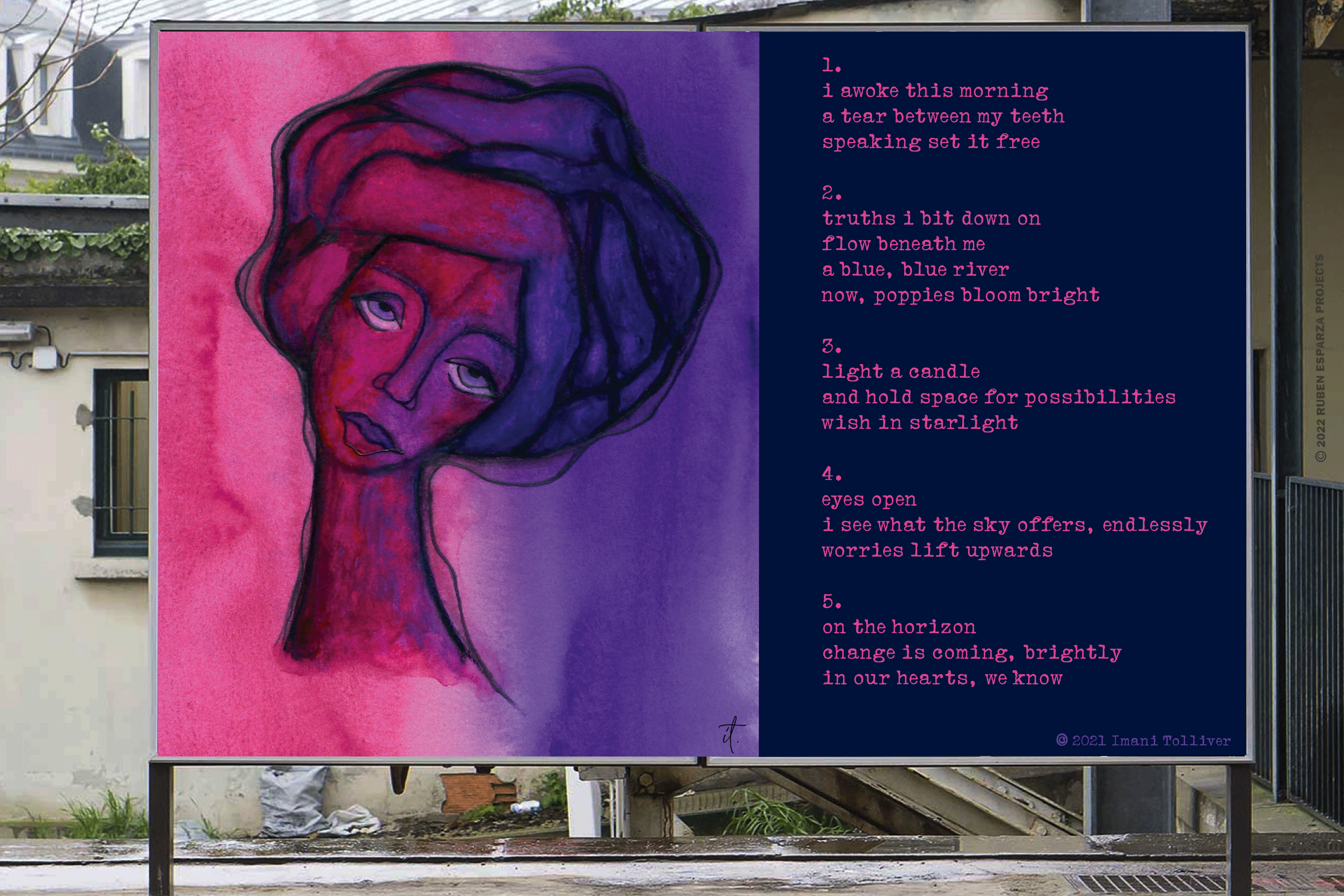 Artwork: violet Watercolor, graphite, colored pencil on paper 10 x 8 in. Poem: bright again ©Imani Tolliver, 2021