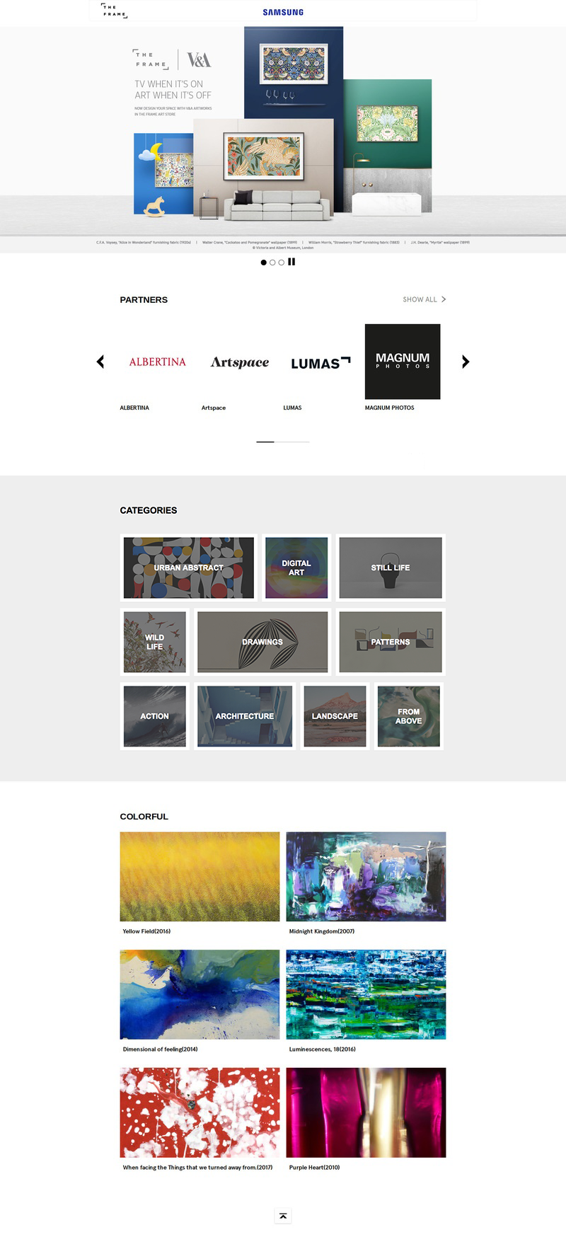 Samsung Frame Art Store Responsive Website — Yuri Ha