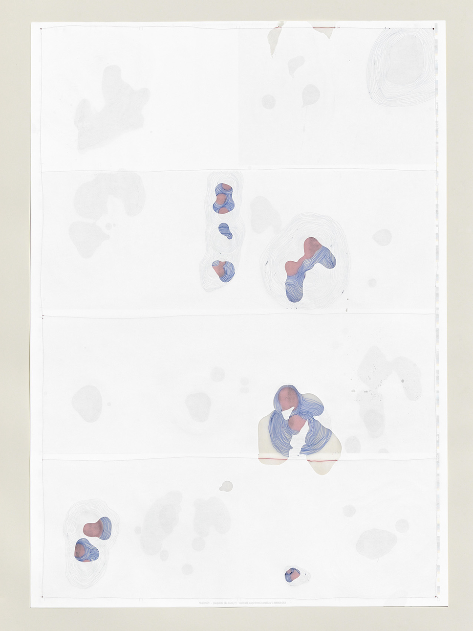 Dominique De Beir 151.Macule, 2016 Stylo à bille, cire de paraffine sur papier imprimé 92 x 60 cm Courtesy de l'artiste et de Hopstreet Gallery