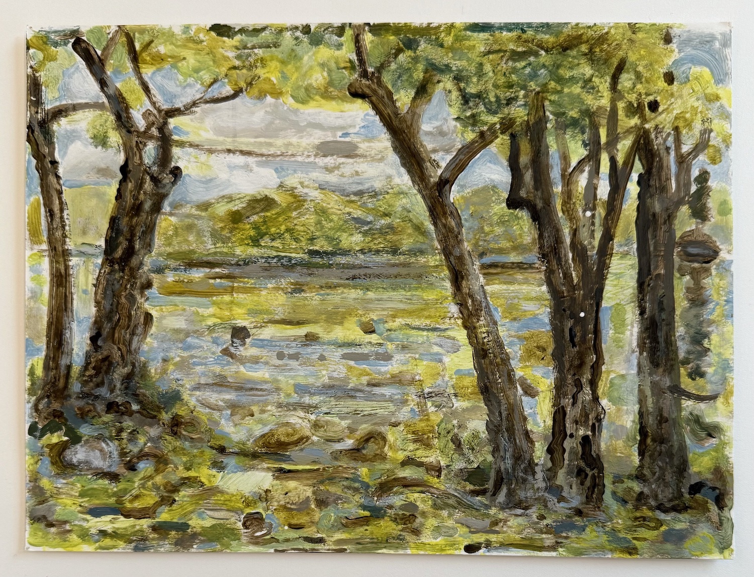 Lakeside, 2023, Acrylic on paper, 9 x 12 in.