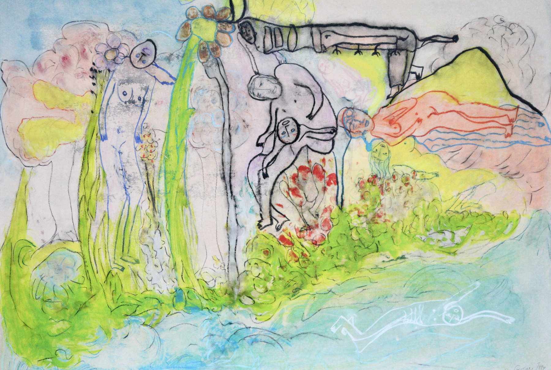 eva gessner naked people chilling in a green meadow near a river 