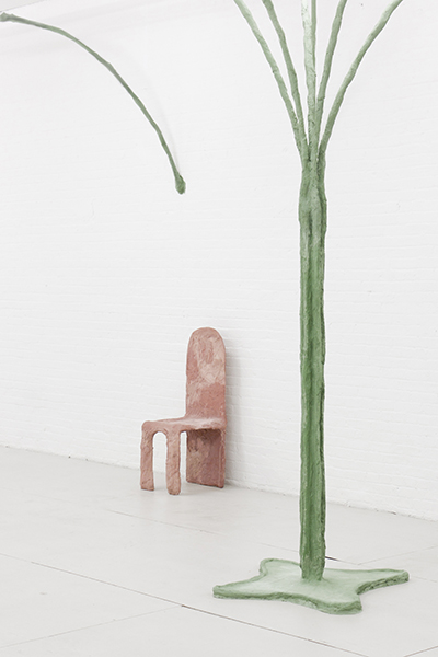 Drip Dry Eyes, 2016, concrete, pigment, burlap, pvc pipes, construction steel mesh