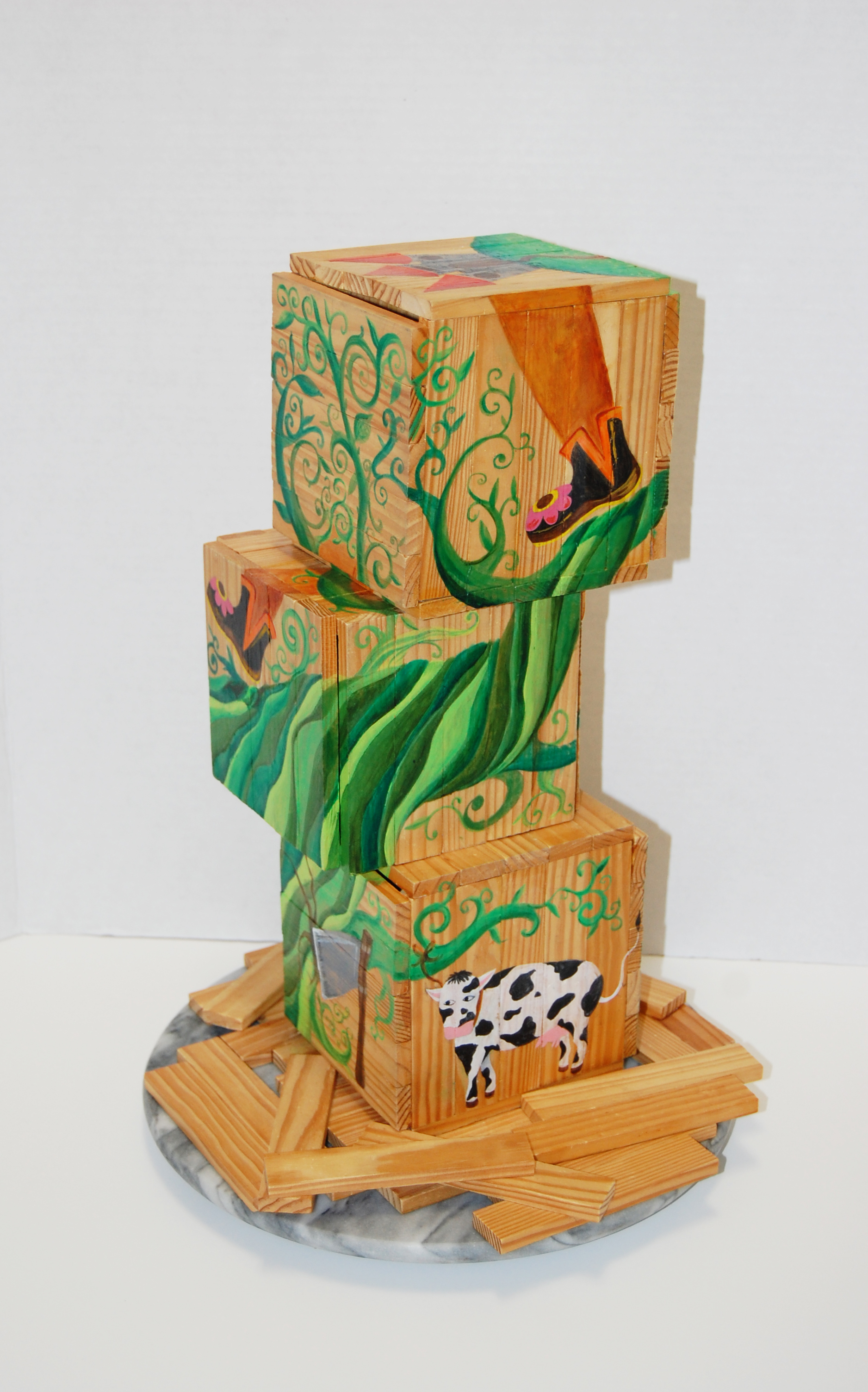 "jack and the beanstalk," 2018. acrylic on KAPLA blocks