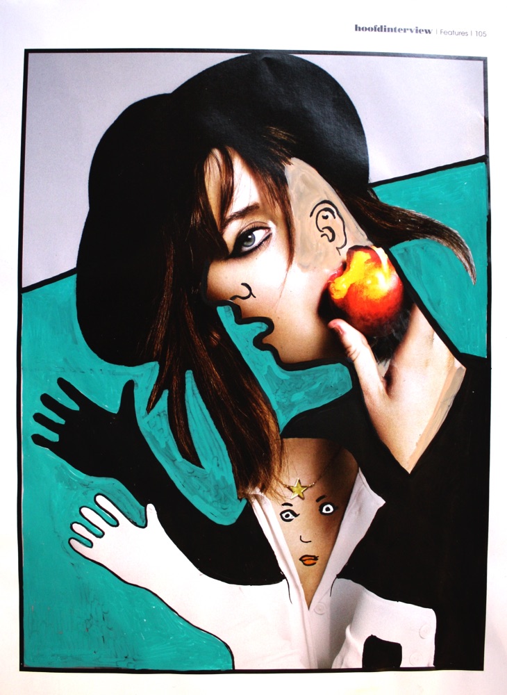 Hoofd Interview, acrylic on magazine paper, A4