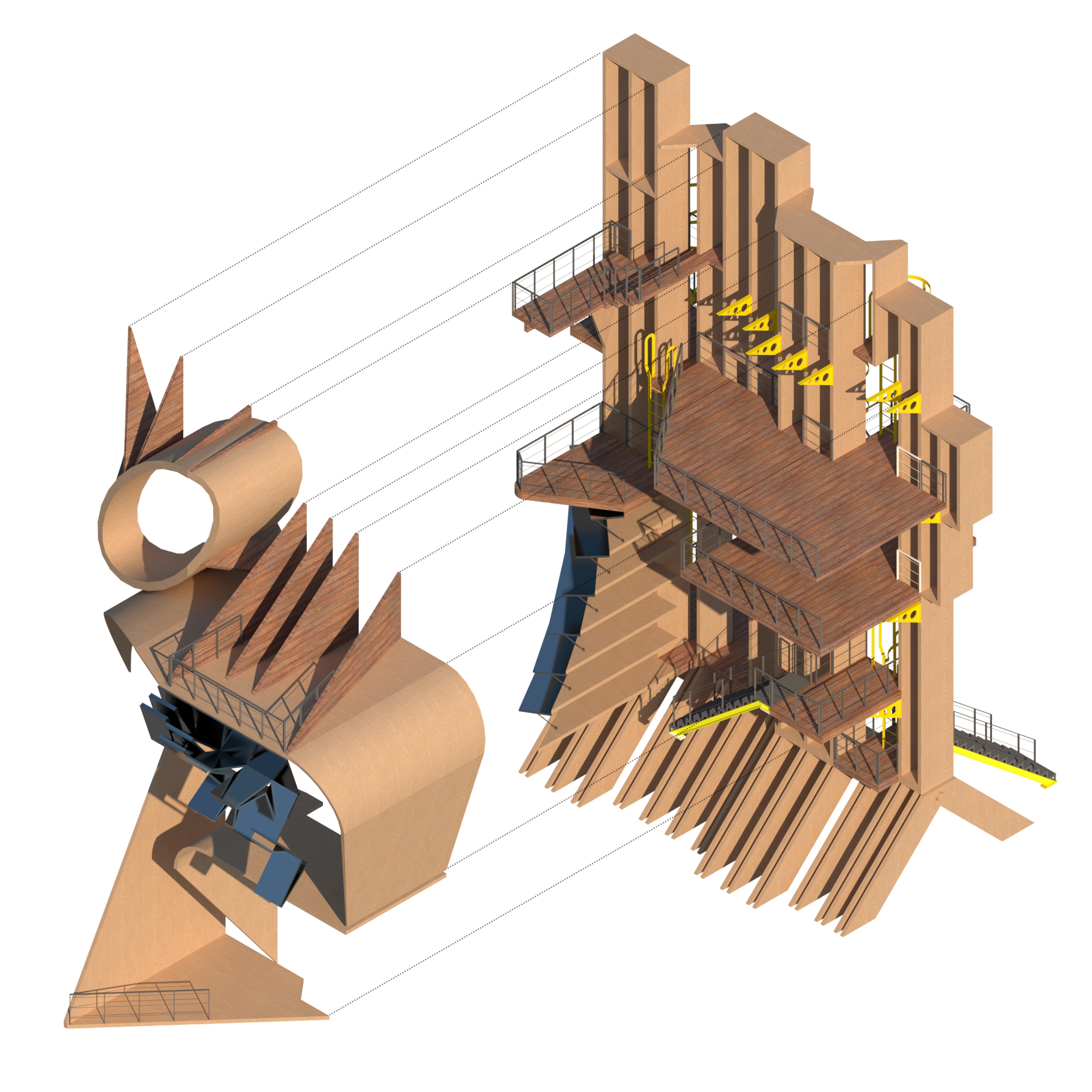  The rotating world: Exploded Axonometric 