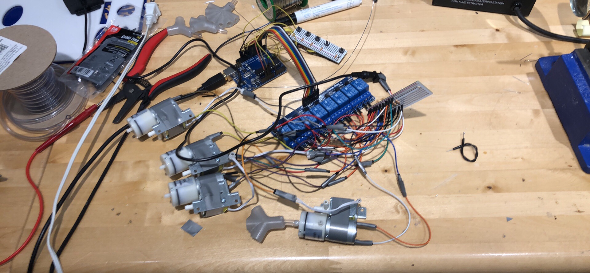 Installing parts to split airflow from pumps