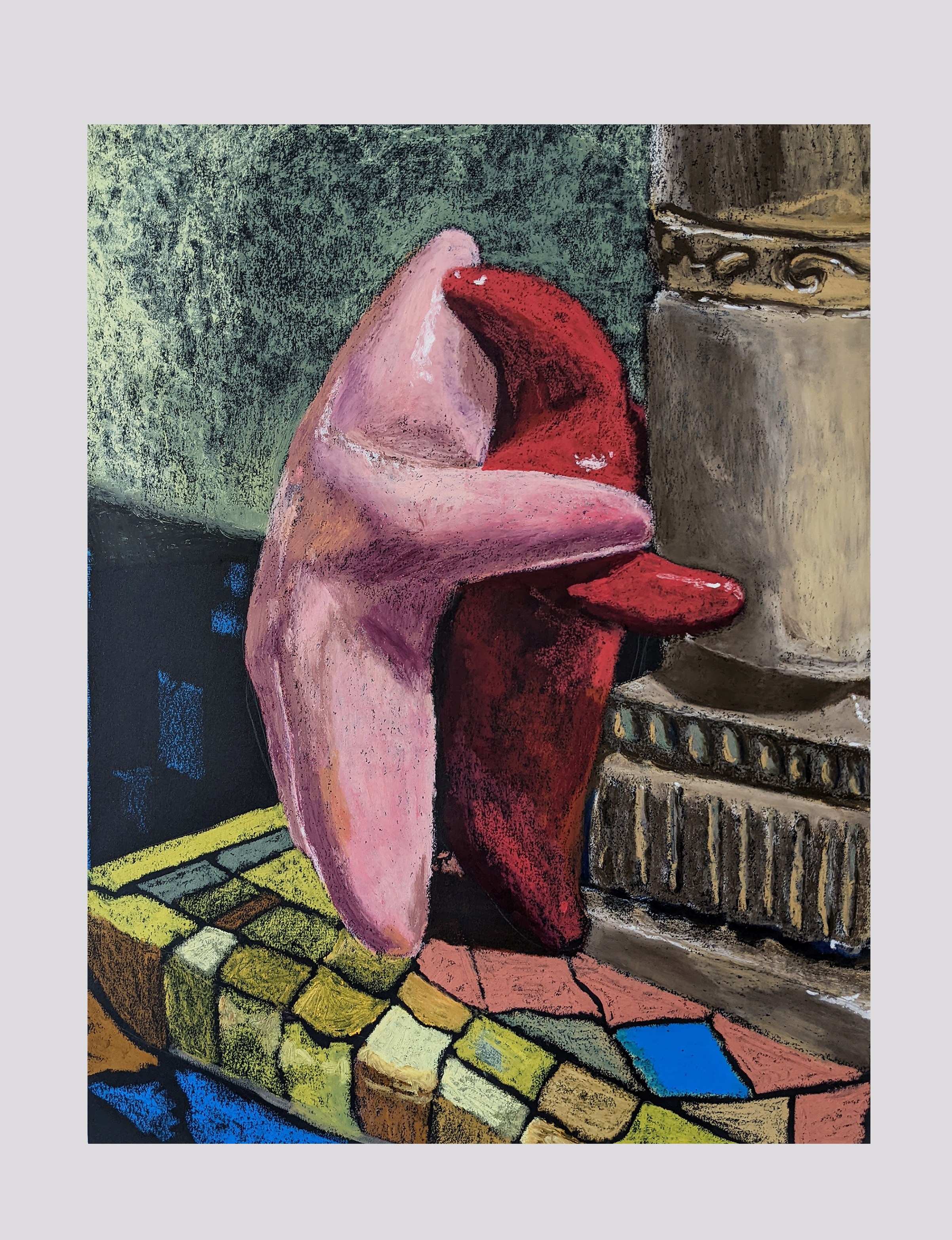 "What's Your Major?" 2022. Pastel on paper, 25" x 18".