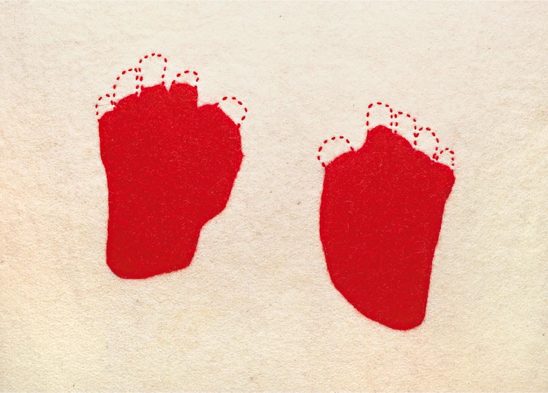 Hands I, 55cm b X 47cm h, Feltpiece handfelted wool