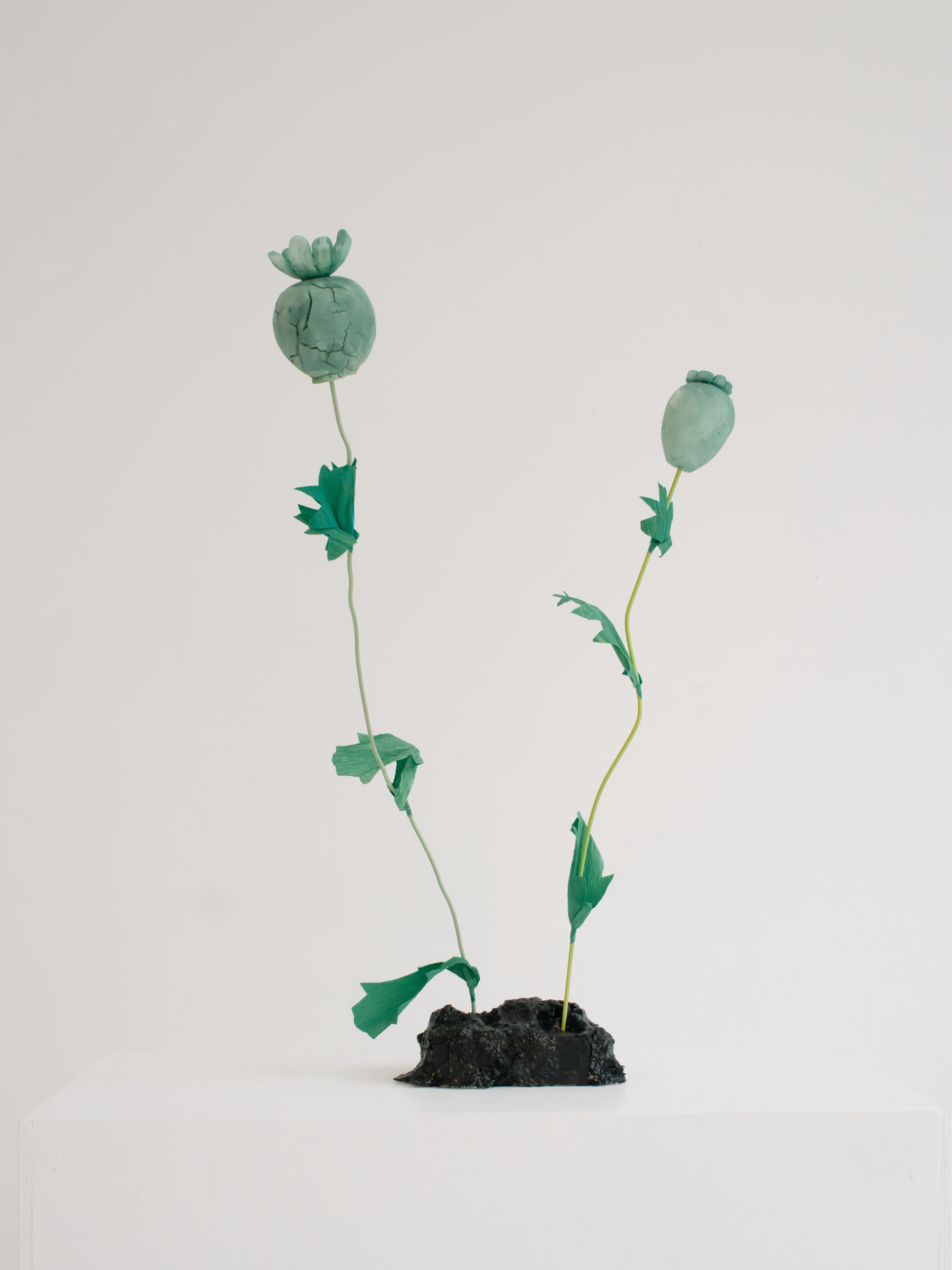 "Stand of Poppies - Duo 2", dimensions variable, mixed media with wood and papier mache base, 2025. $85