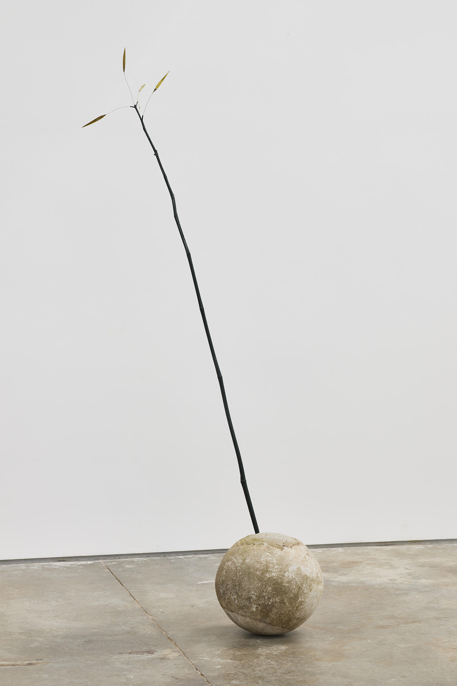 Martin BelouAge of self, 2023stone, concrete, branch, paint, brass, silver30 x 50 x 200 cm︎︎︎Inquire