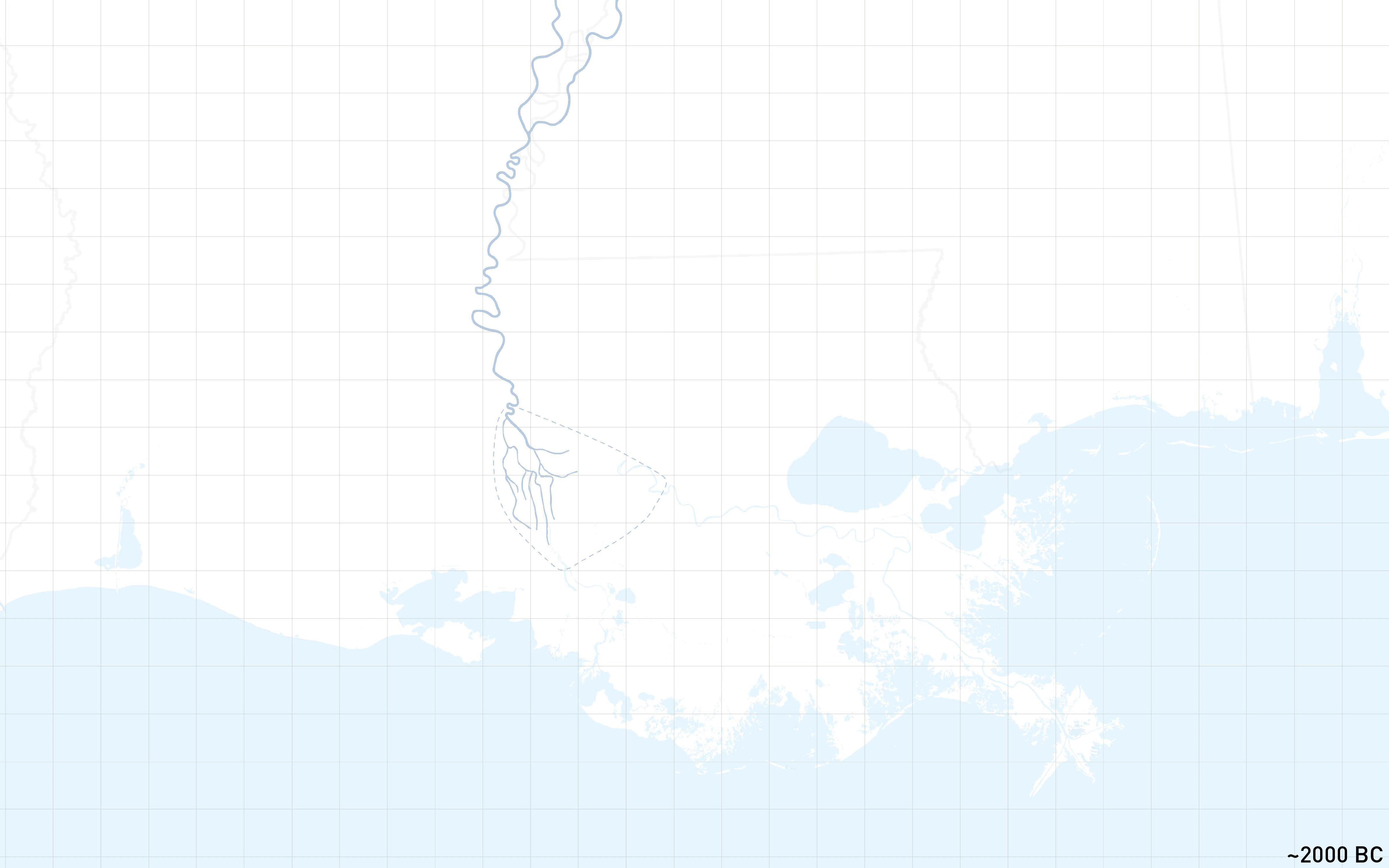 Historic Mississippi River Courses and Deltaic Lobes