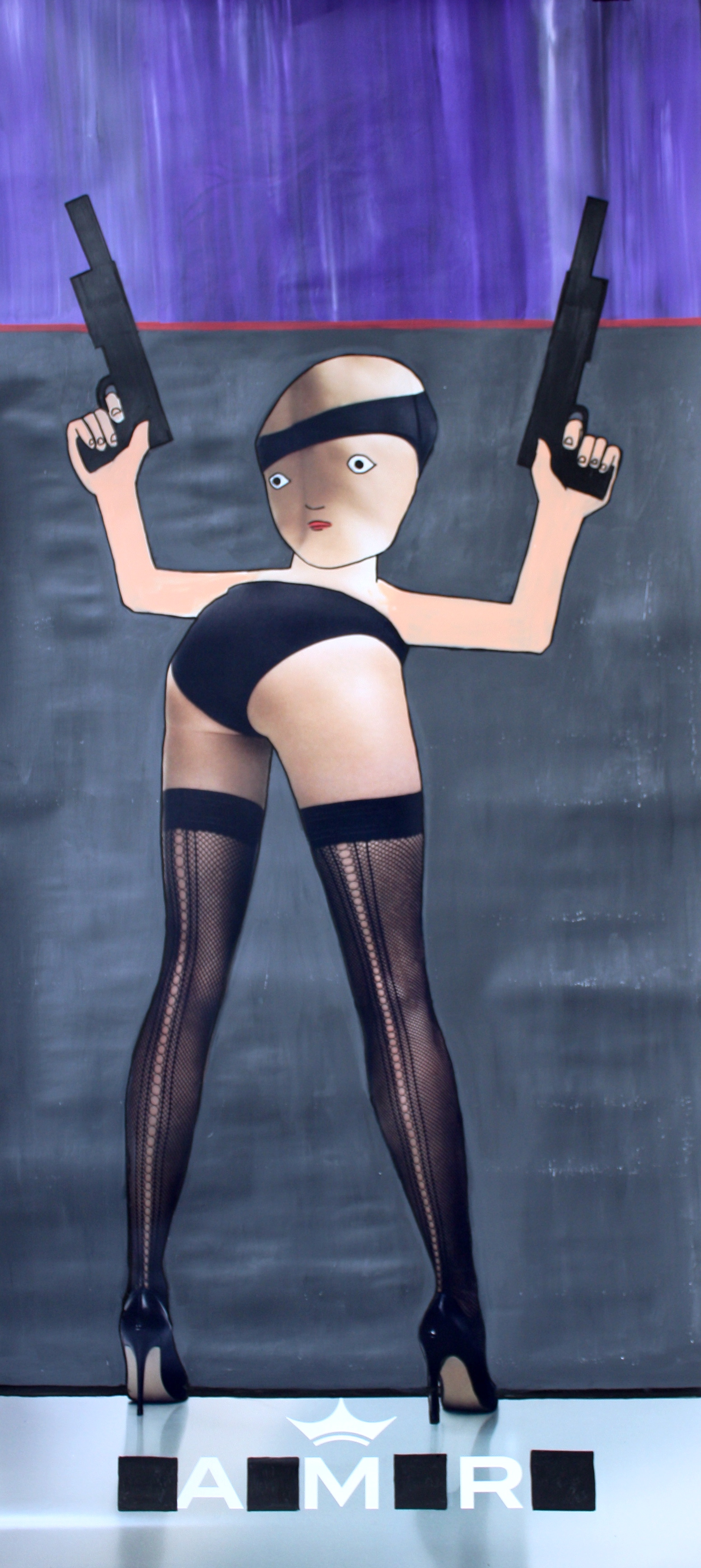 American Mother Rifle, acrylic on poster, 185cm x 80cm