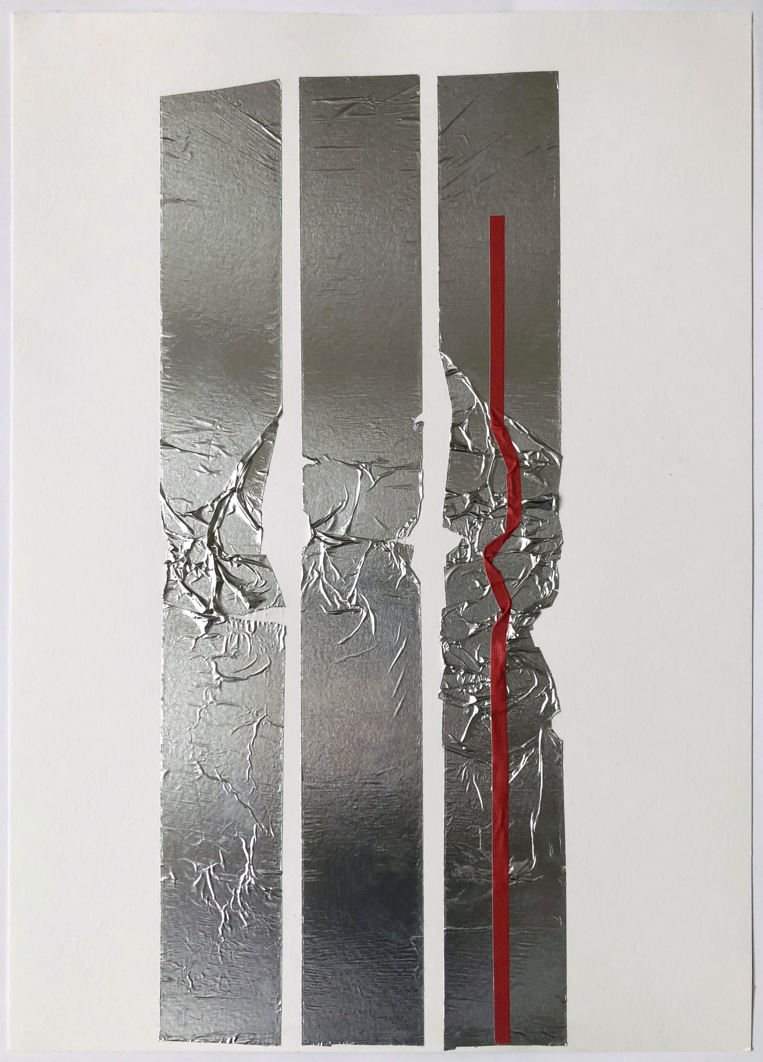 Shared Universals - study 1. 2019, aluminium and gaffer on paper, 44 x 29cm