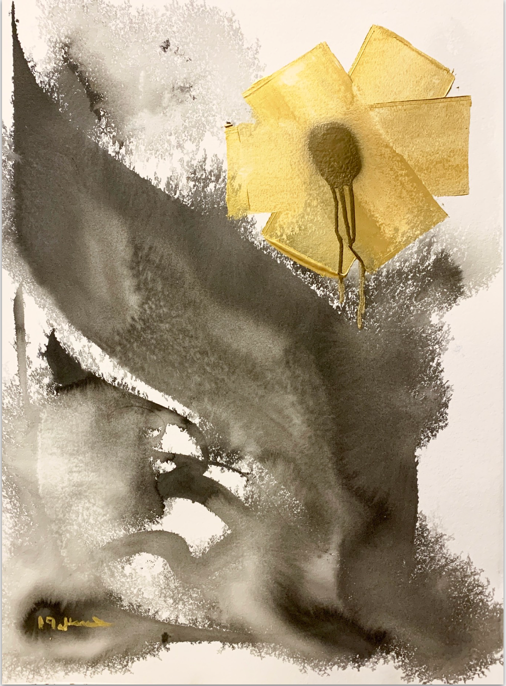 هنا قلبي هنا لغتي - نزار قباني Here is my heart, here is my language (2019), mixed media on paper 50 x 70 cm