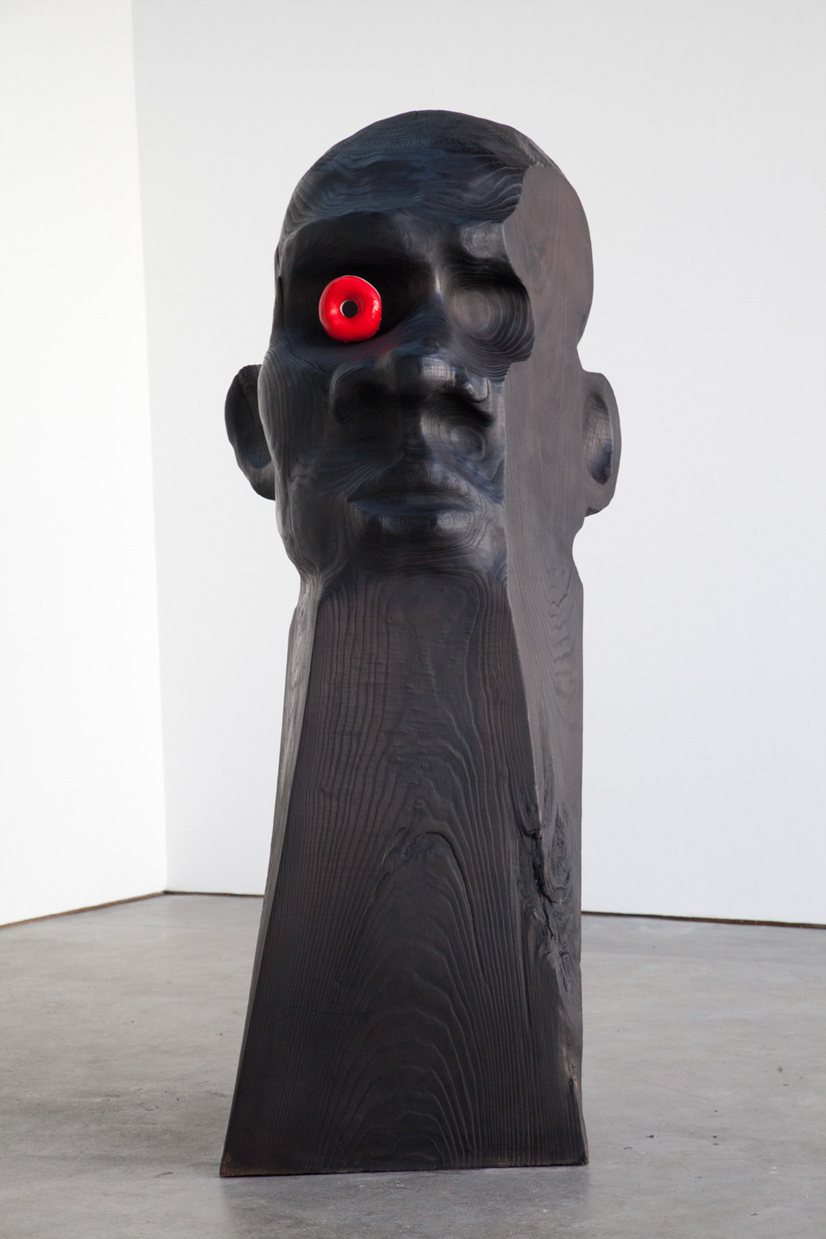 He dreams of a chicken farm, out in the country Ebonised chestnut, chalk, wax,176 x 90 x 70cmUnique2014