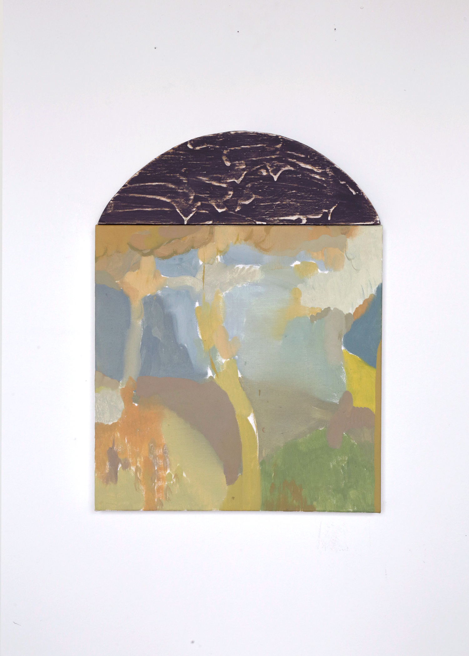 FLT, Oil on Canvas & House Paint on Wood, 12 x 12," 2021