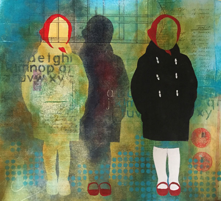 Red Shoes No. 2 2015  Mixed media on board 12" x 12"