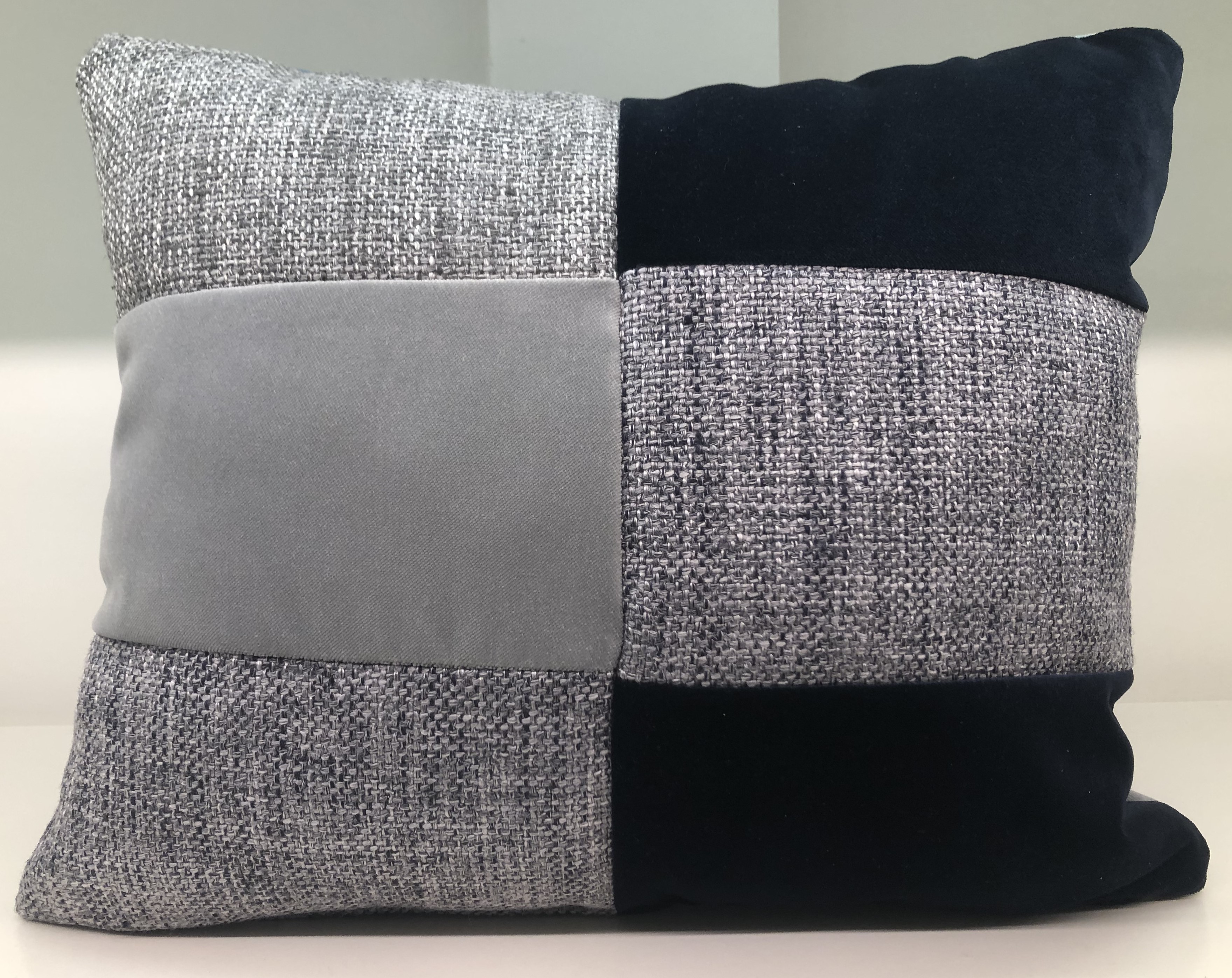 HANDMADE PATCHWORK PILLOW BLUE-BLACK _€45.60